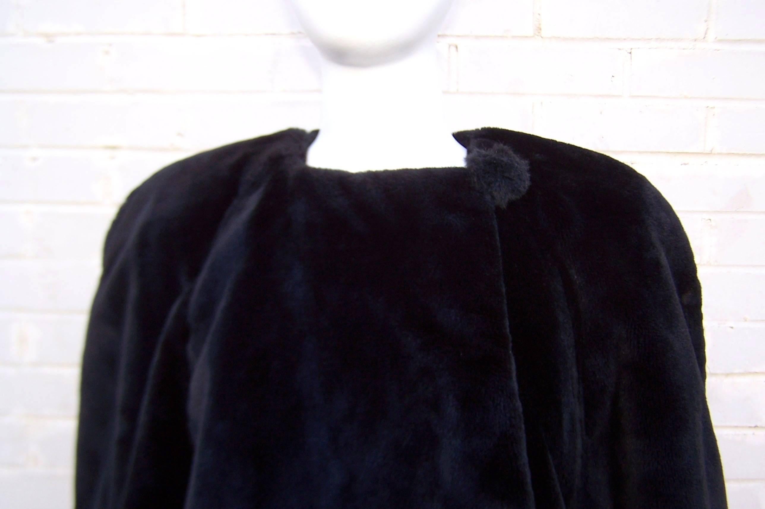 Fabulous 1980's Sonia Rykiel Black Faux Fur Coat 3