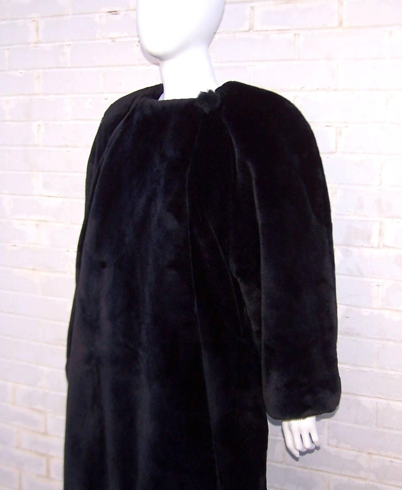 Fabulous 1980's Sonia Rykiel Black Faux Fur Coat 4