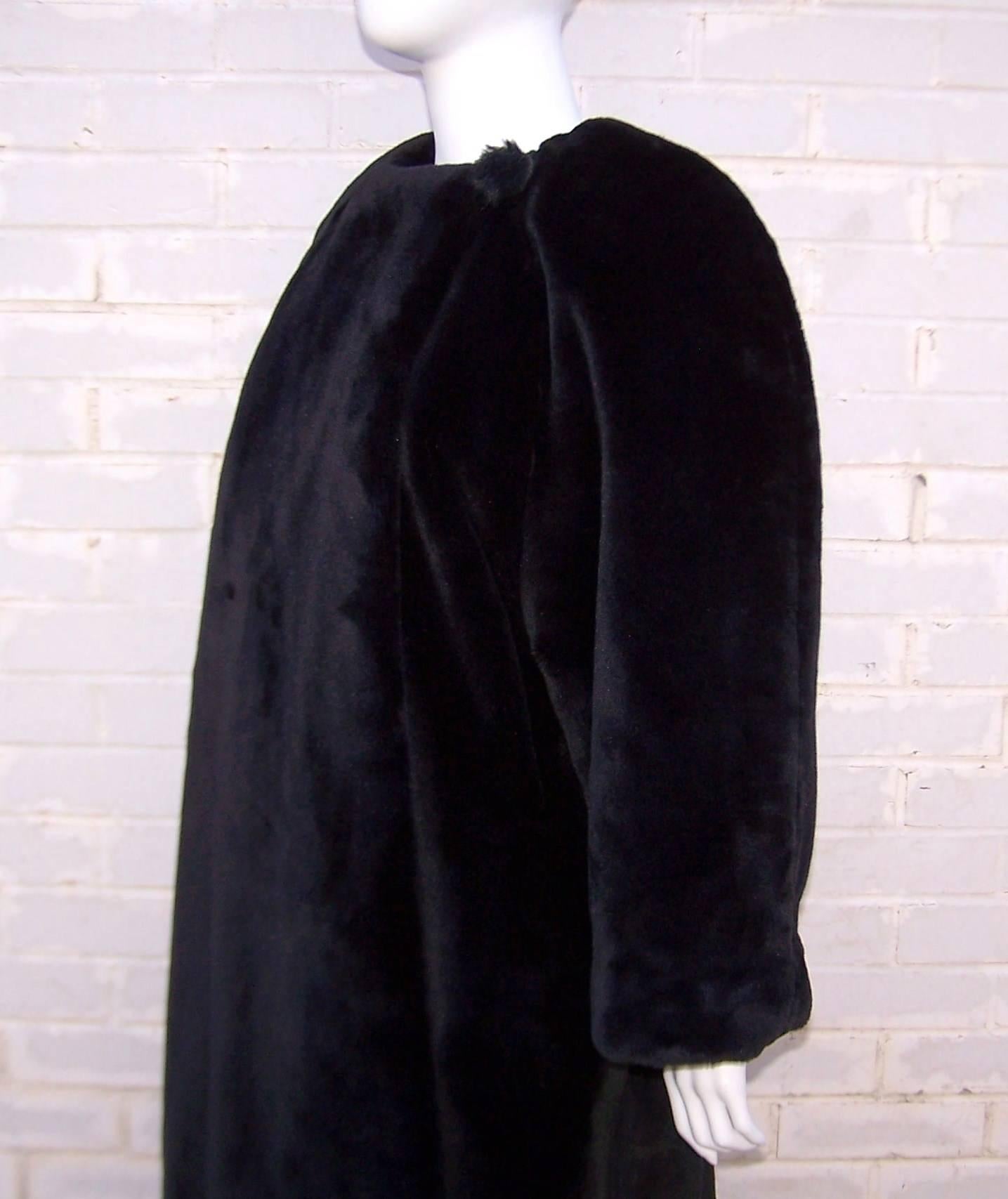 Fabulous 1980's Sonia Rykiel Black Faux Fur Coat 5