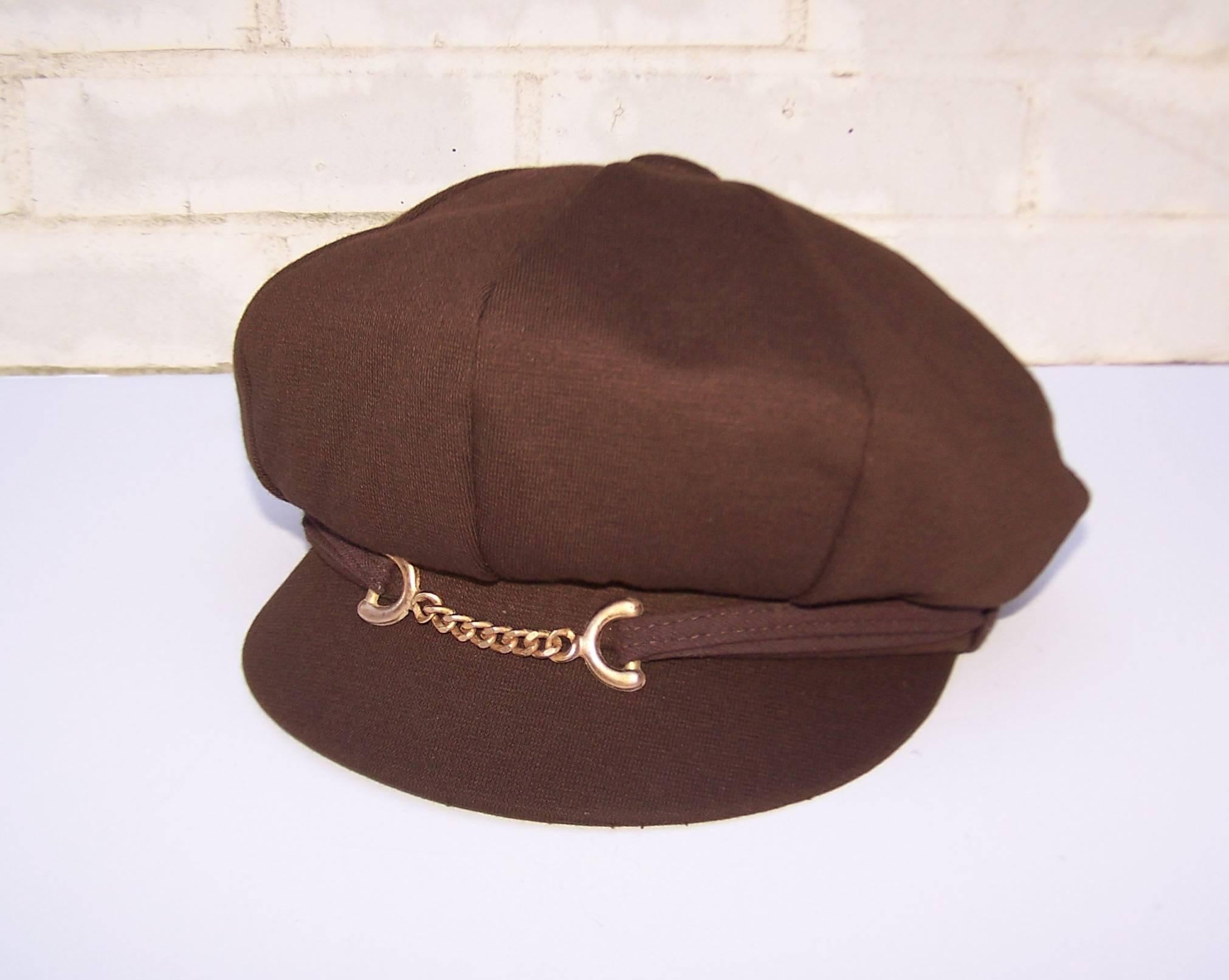 Extra! Extra! C.1970 Mod Newsboy Style Brown Wool Knit Hat  4
