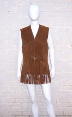 Boho C.1970 Suede Fringe Saks Fifth Avenue Western Style Vest