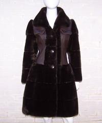 French 1960's Flight Jacket Style Brown Leather & Faux Fur Coat