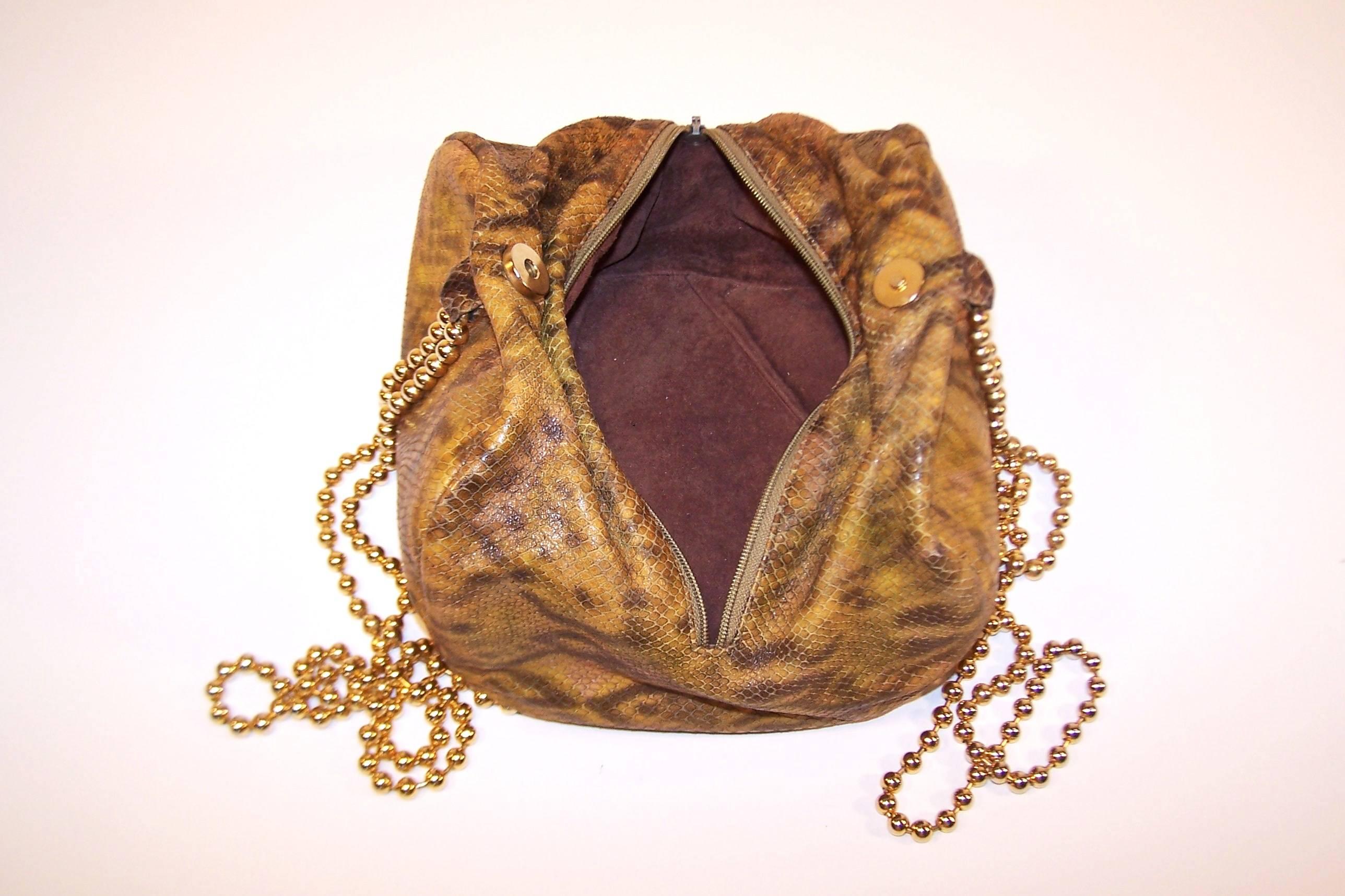 Women's C.1980 Maud Frizon Snakeskin Handbag With Jewelry Style Shoulder Handle