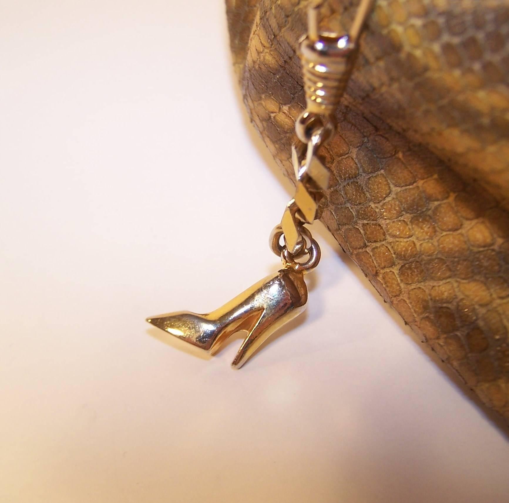 C.1980 Maud Frizon Snakeskin Handbag With Jewelry Style Shoulder Handle 3