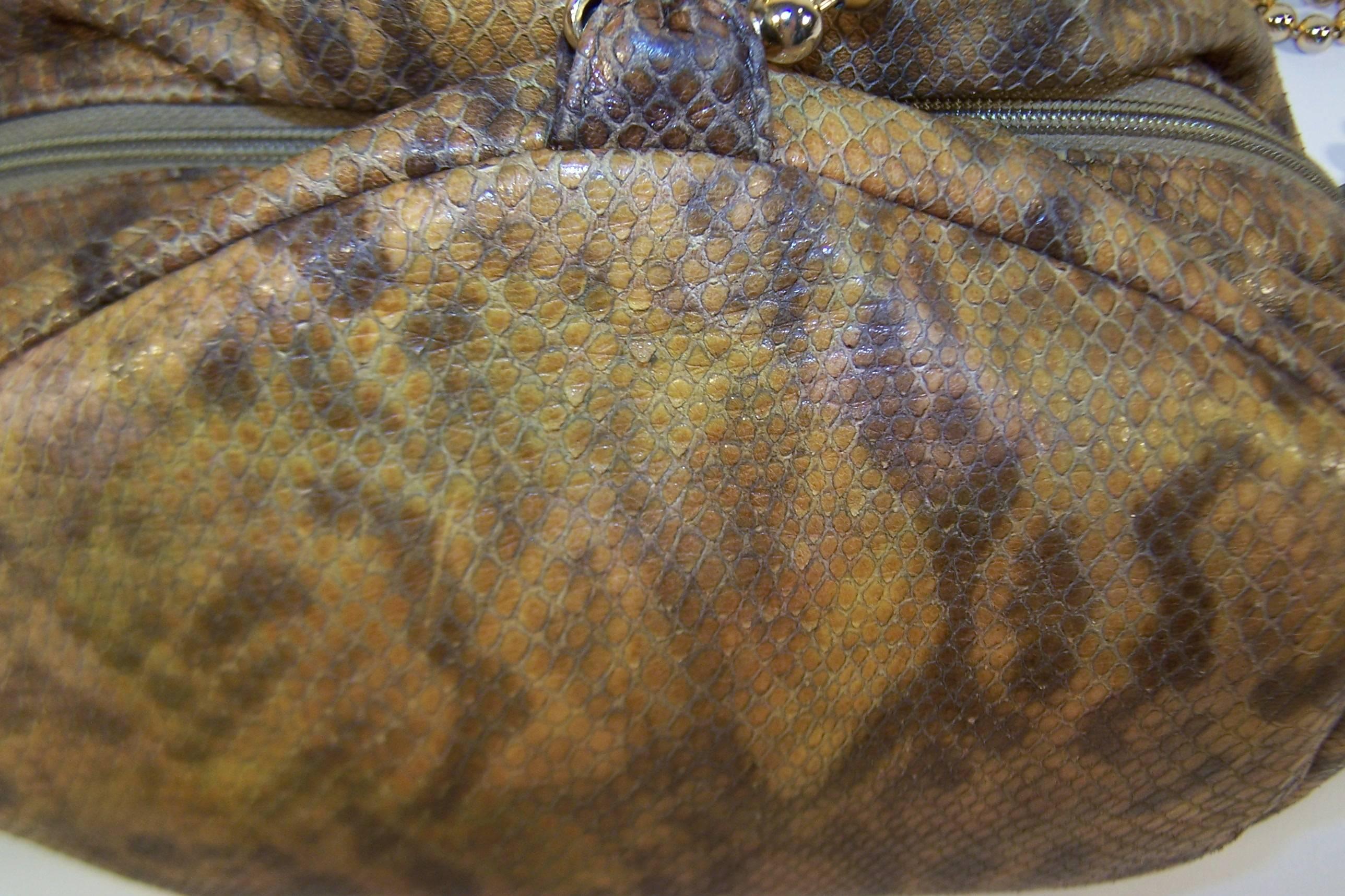 C.1980 Maud Frizon Snakeskin Handbag With Jewelry Style Shoulder Handle 4