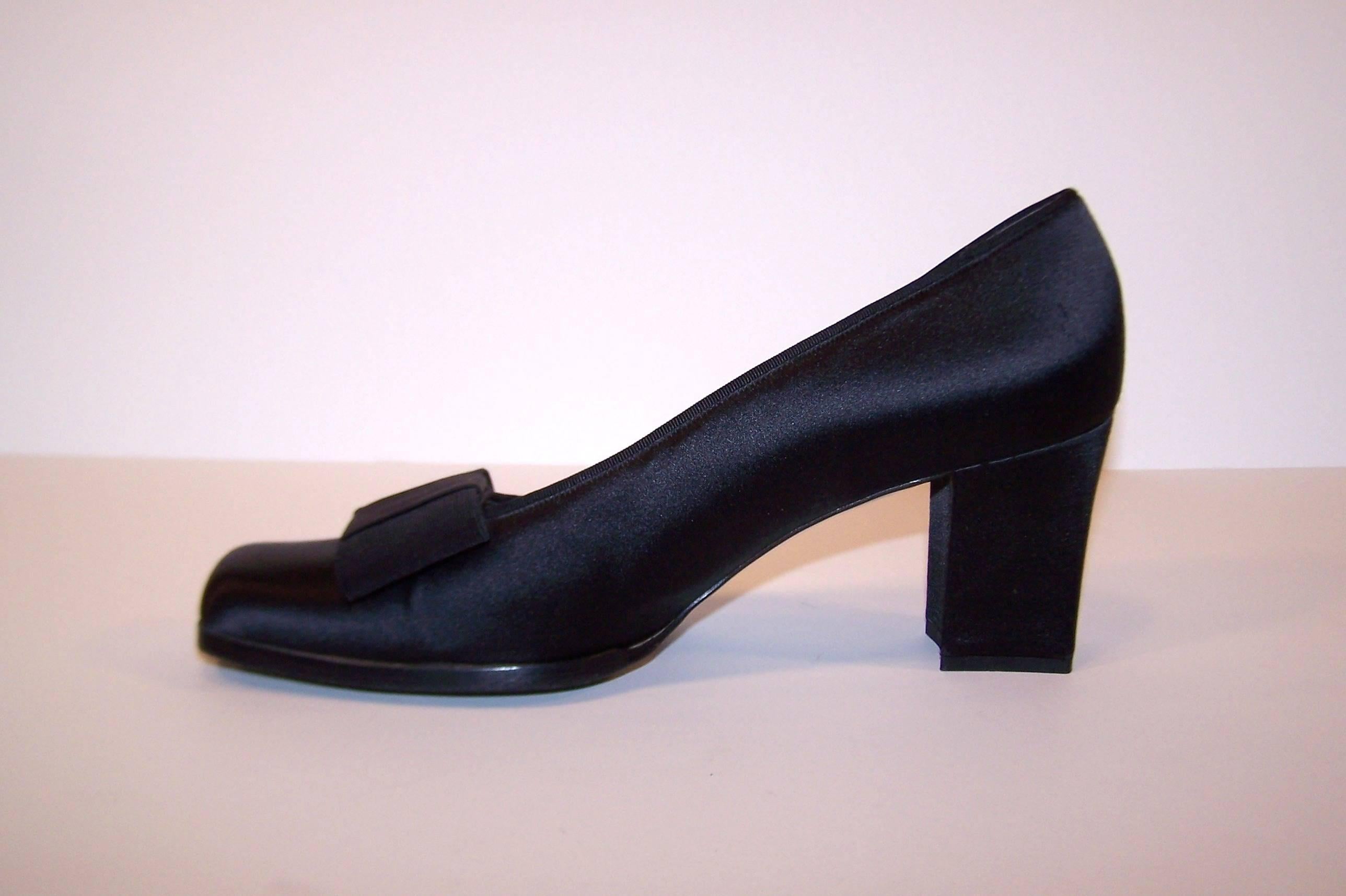 Women's 'Le Smoking' C.1990 Yves Saint Laurent Black Peau De Soie Tuxedo Shoes