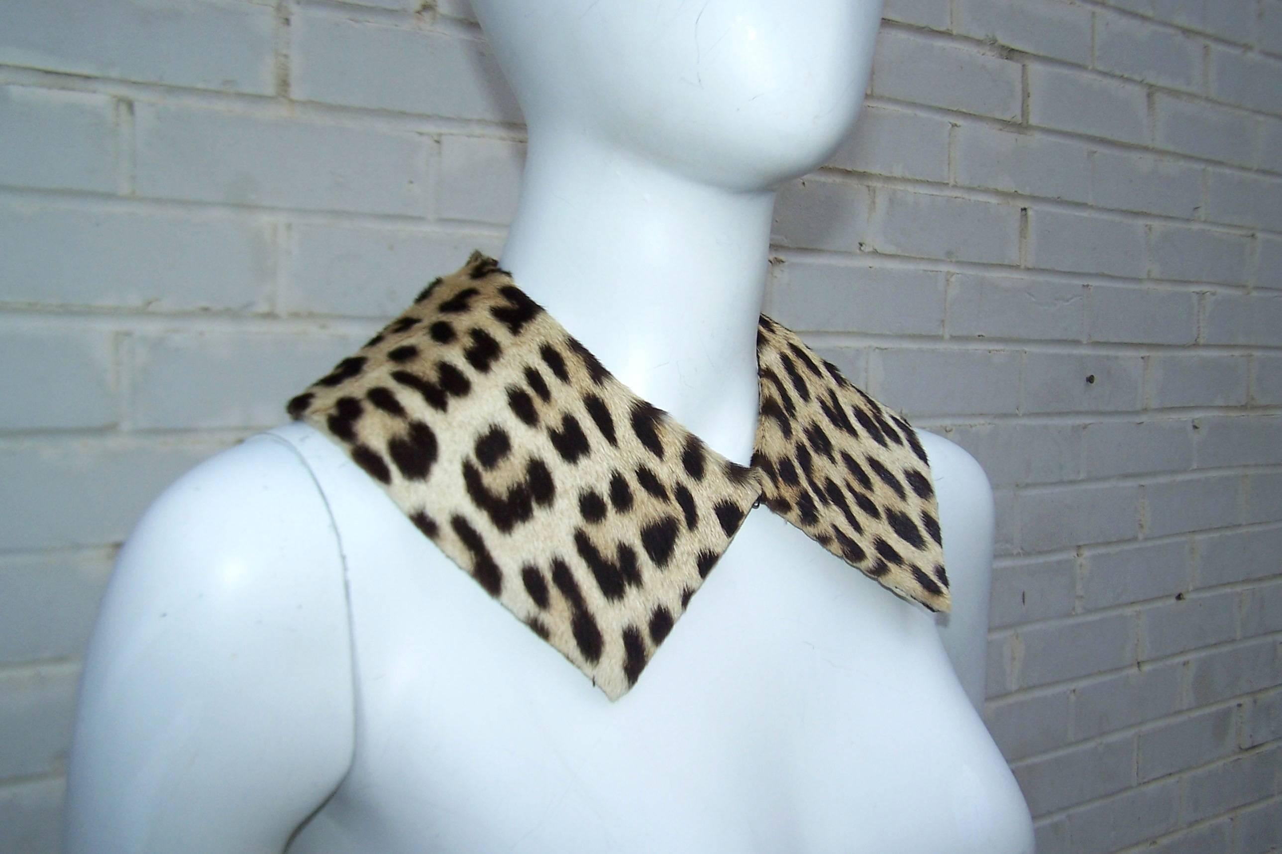 1950's Leopard Print Fur Collar In Excellent Condition In Atlanta, GA