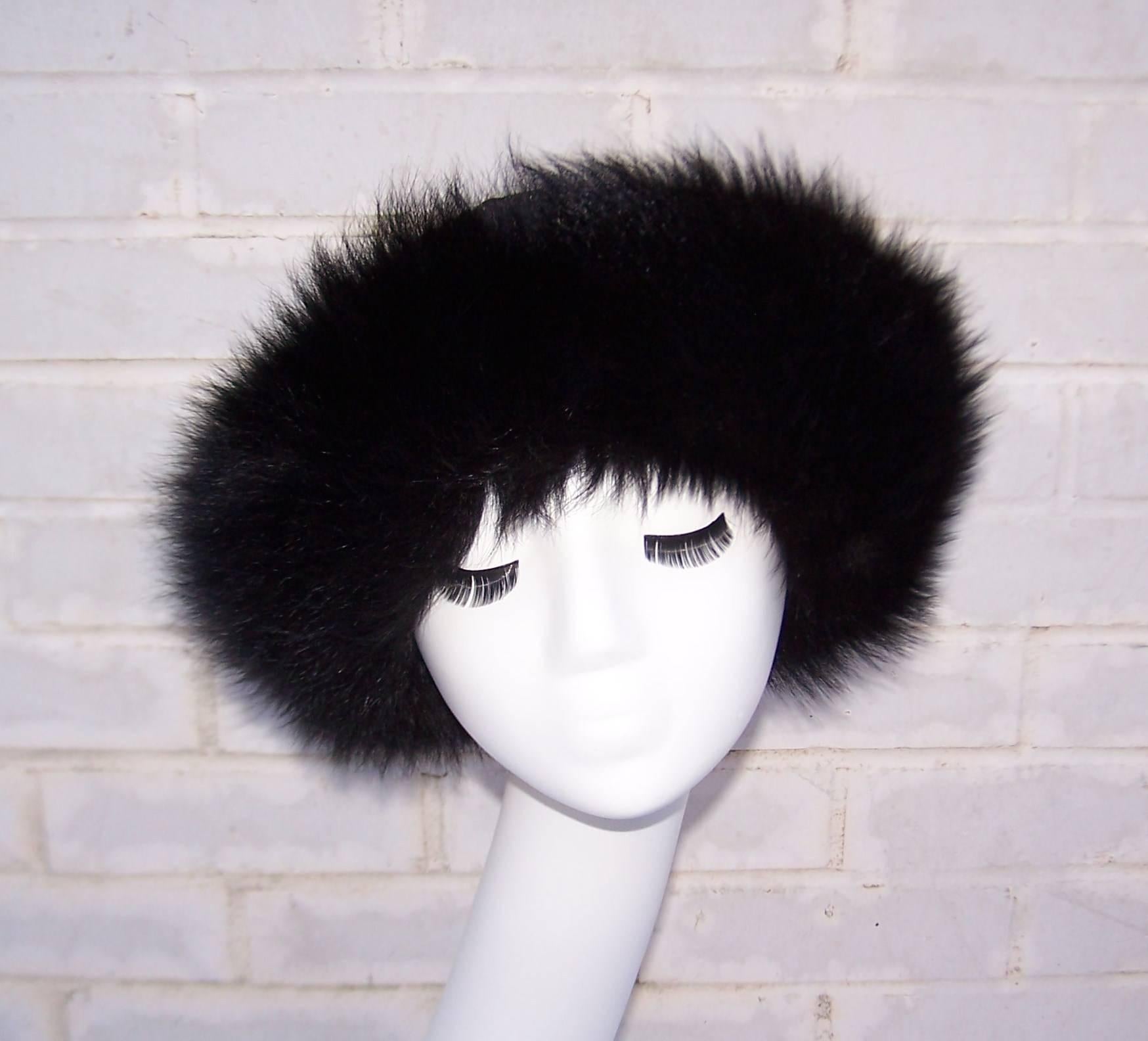 Vintage Mongolian Style Black Fox Fur & Leather Hat With Detachable Tails 1