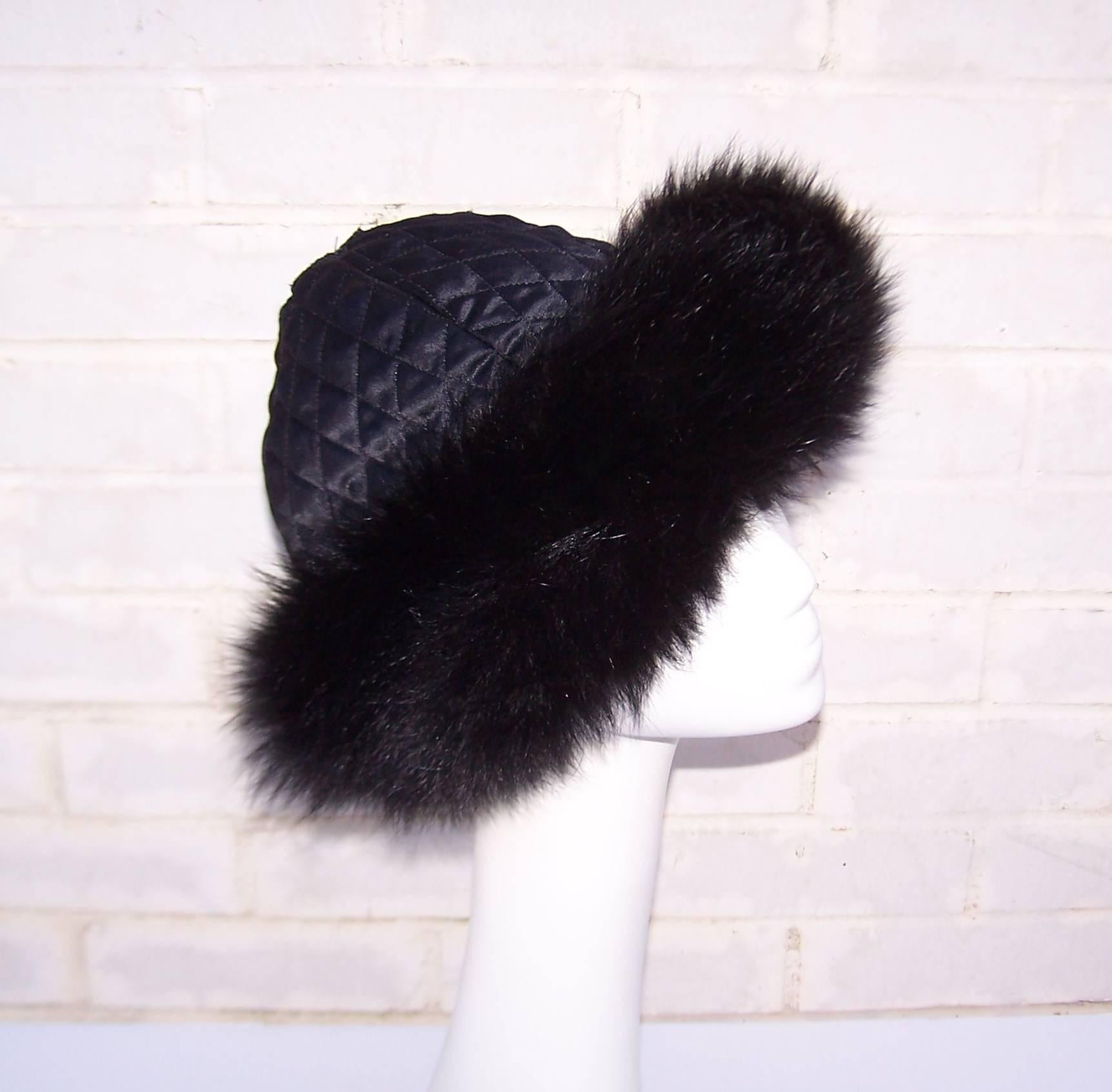 Vintage Mongolian Style Black Fox Fur & Leather Hat With Detachable Tails 2