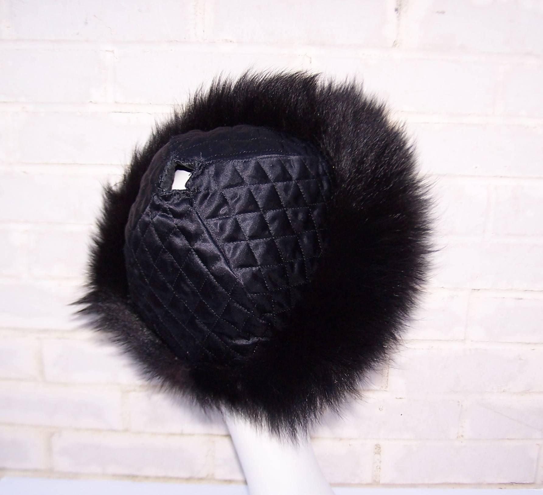 Vintage Mongolian Style Black Fox Fur & Leather Hat With Detachable Tails 3