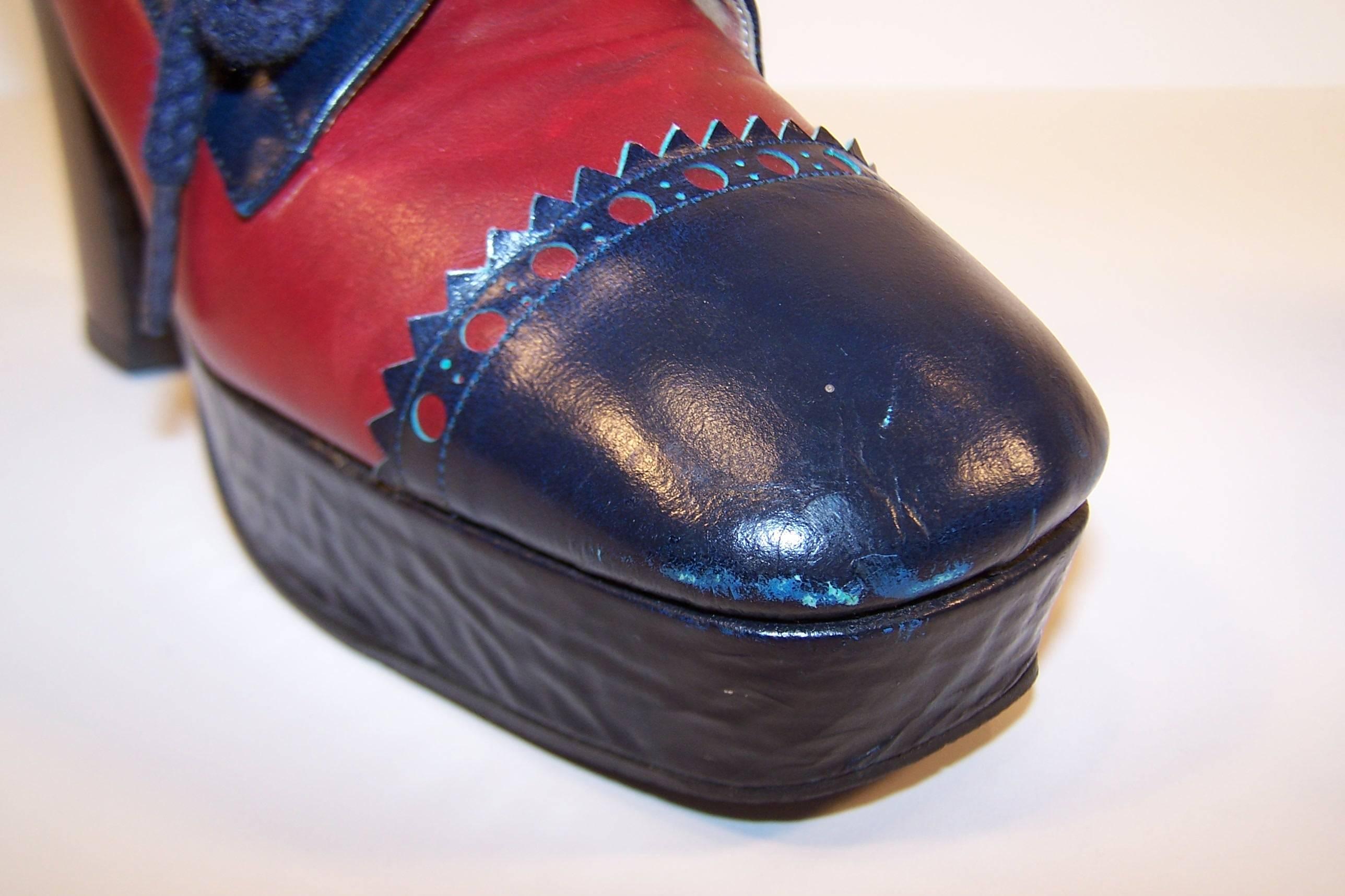 Glam Era 1970's Nina Spectator Style Leather Platform Shoes 1