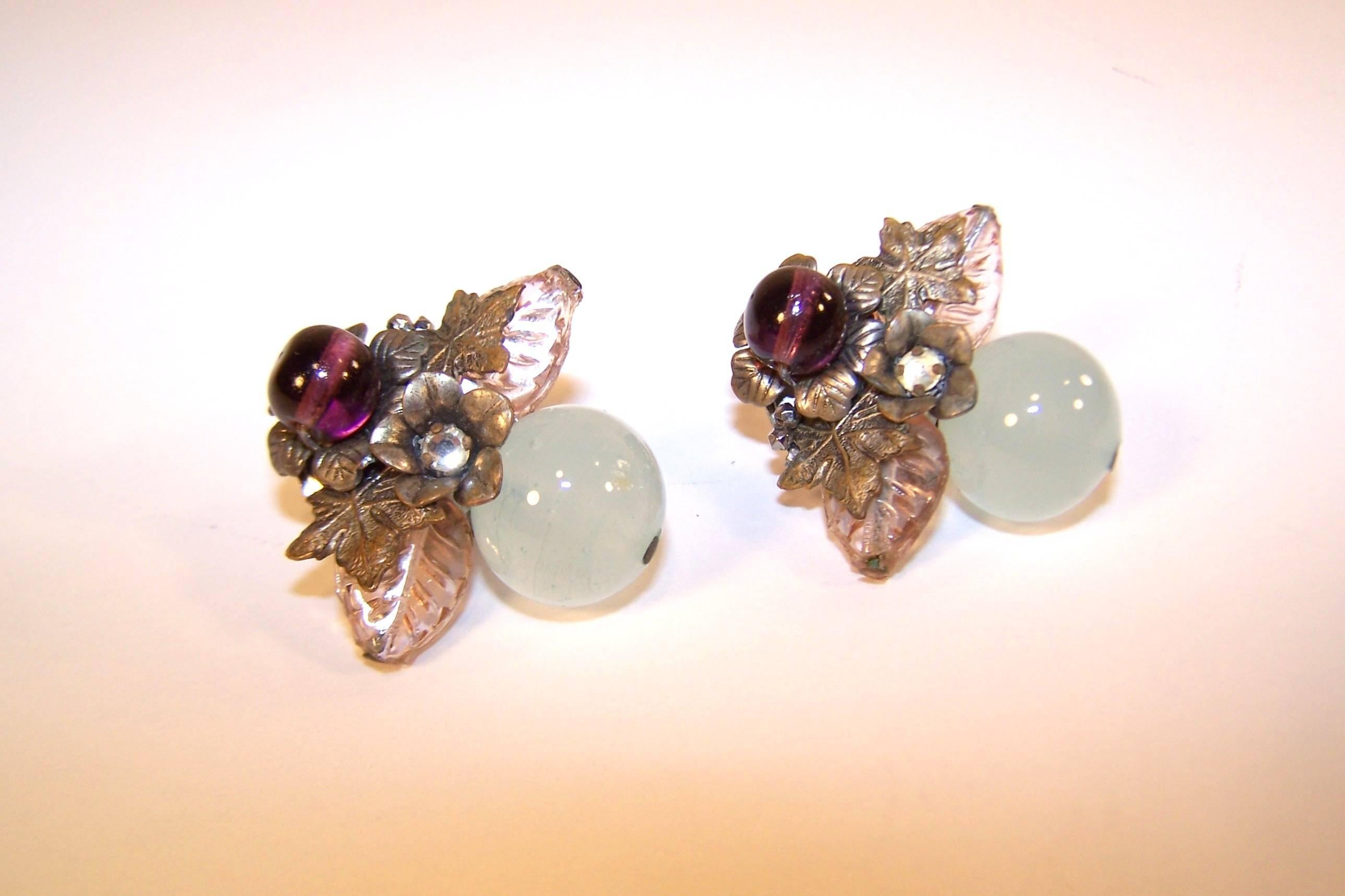 Ethereal 1930's Miriam Haskell Brooch & Earrings Set 3