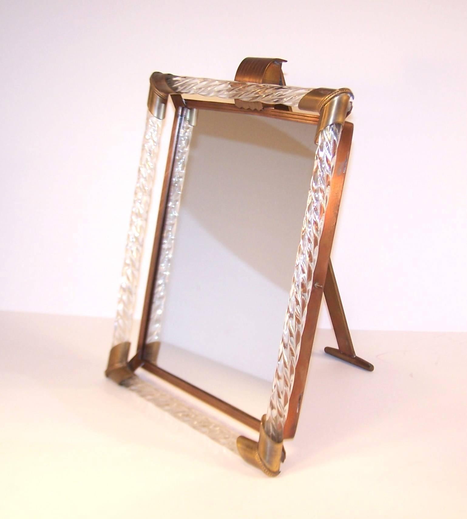 Gray Venini Murano Italian Glass Dressing Table Vanity Mirror, 1940's
