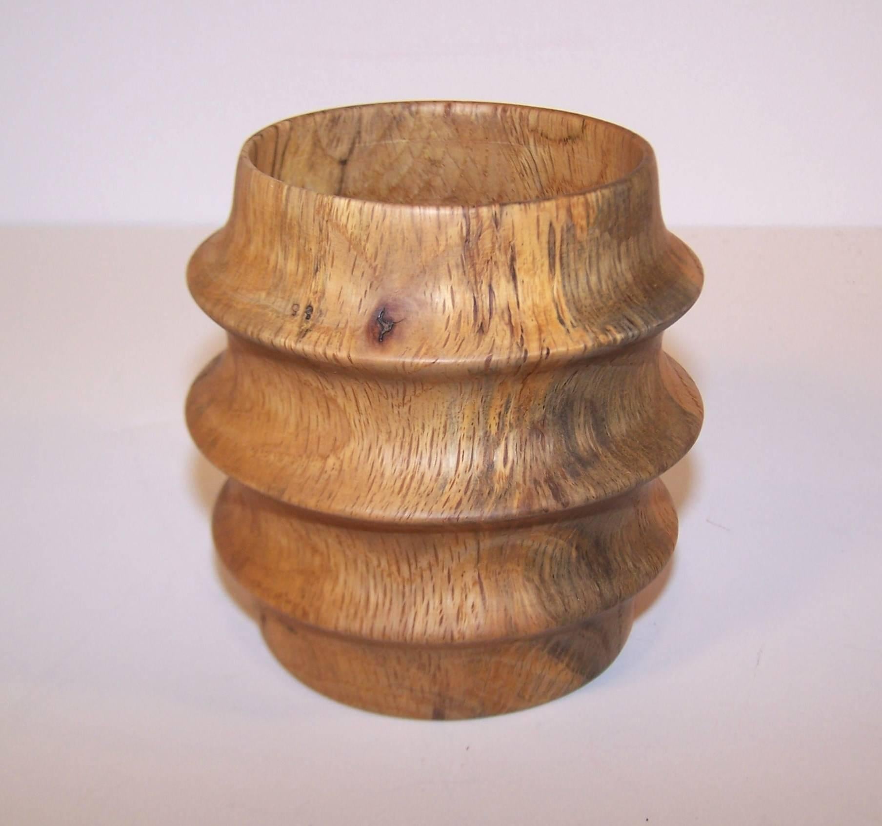 Sculptural 1980's Turned Wood Bangle Bracelet 1
