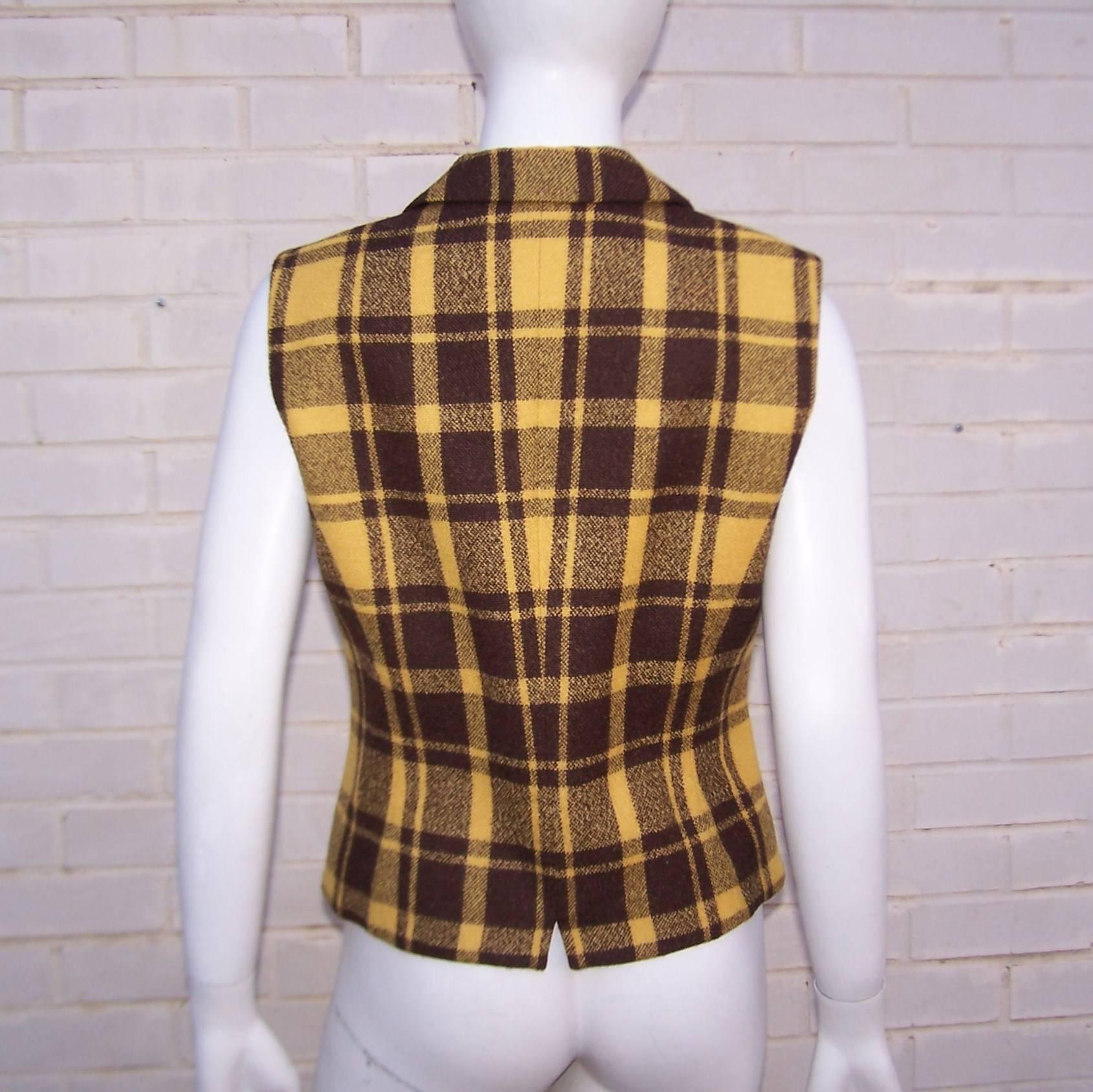 1980's Mondi Plaid Menswear Style Waistcoat Vest 1