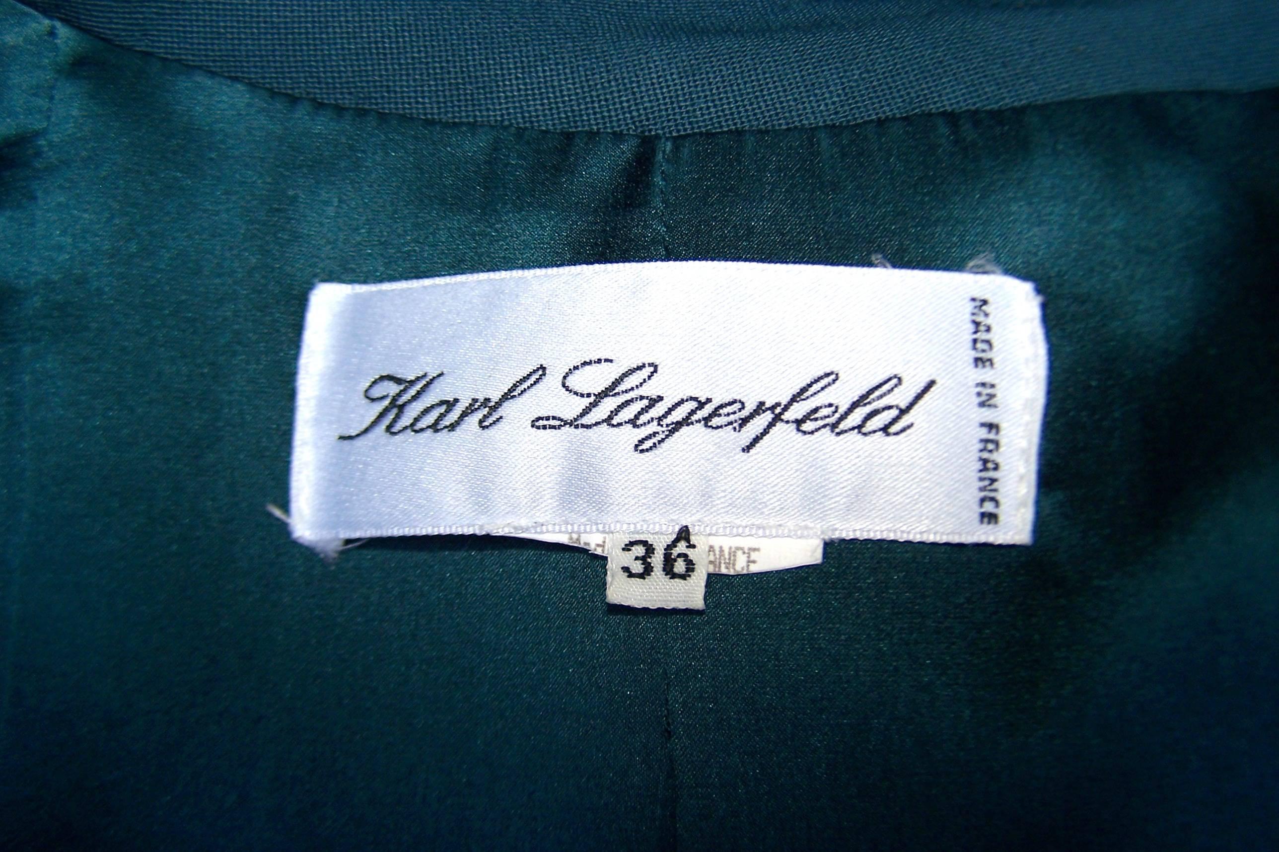 Karl Lagerfeld Corset Style Teal Green Suit, 1990's For Sale 3