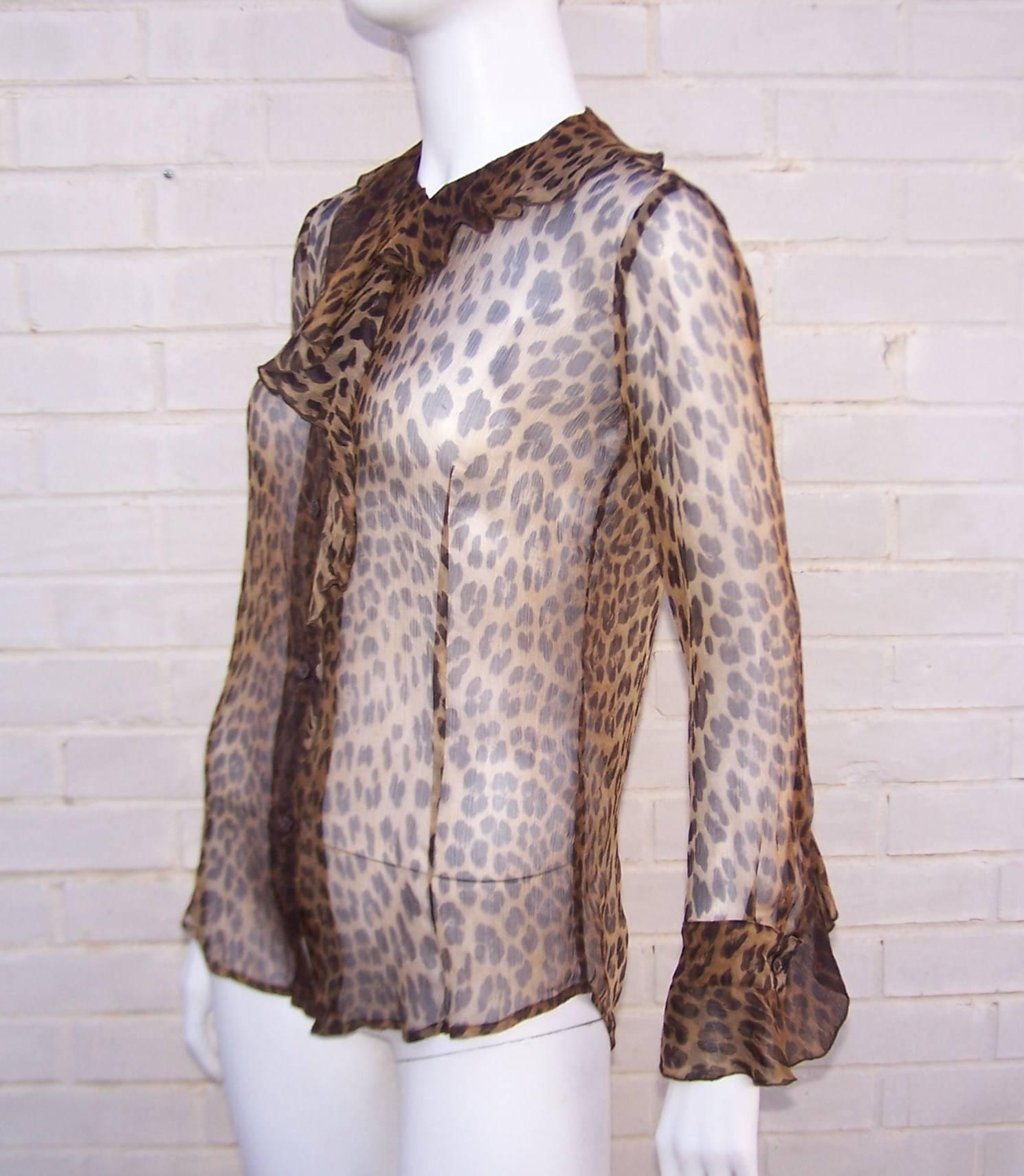 Women's Purrrrfect 1990's Moschino Sheer Leopard Print Top