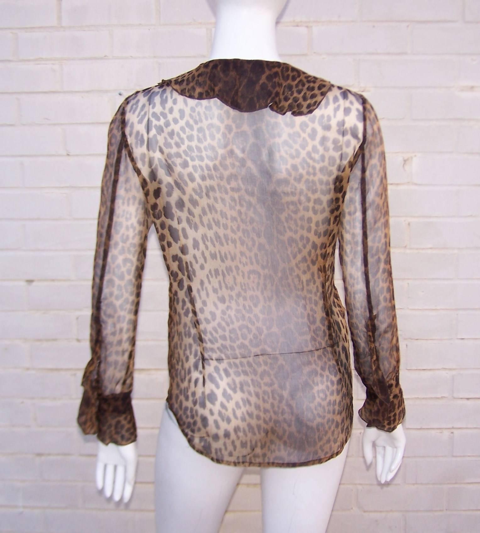 Purrrrfect 1990's Moschino Sheer Leopard Print Top 1