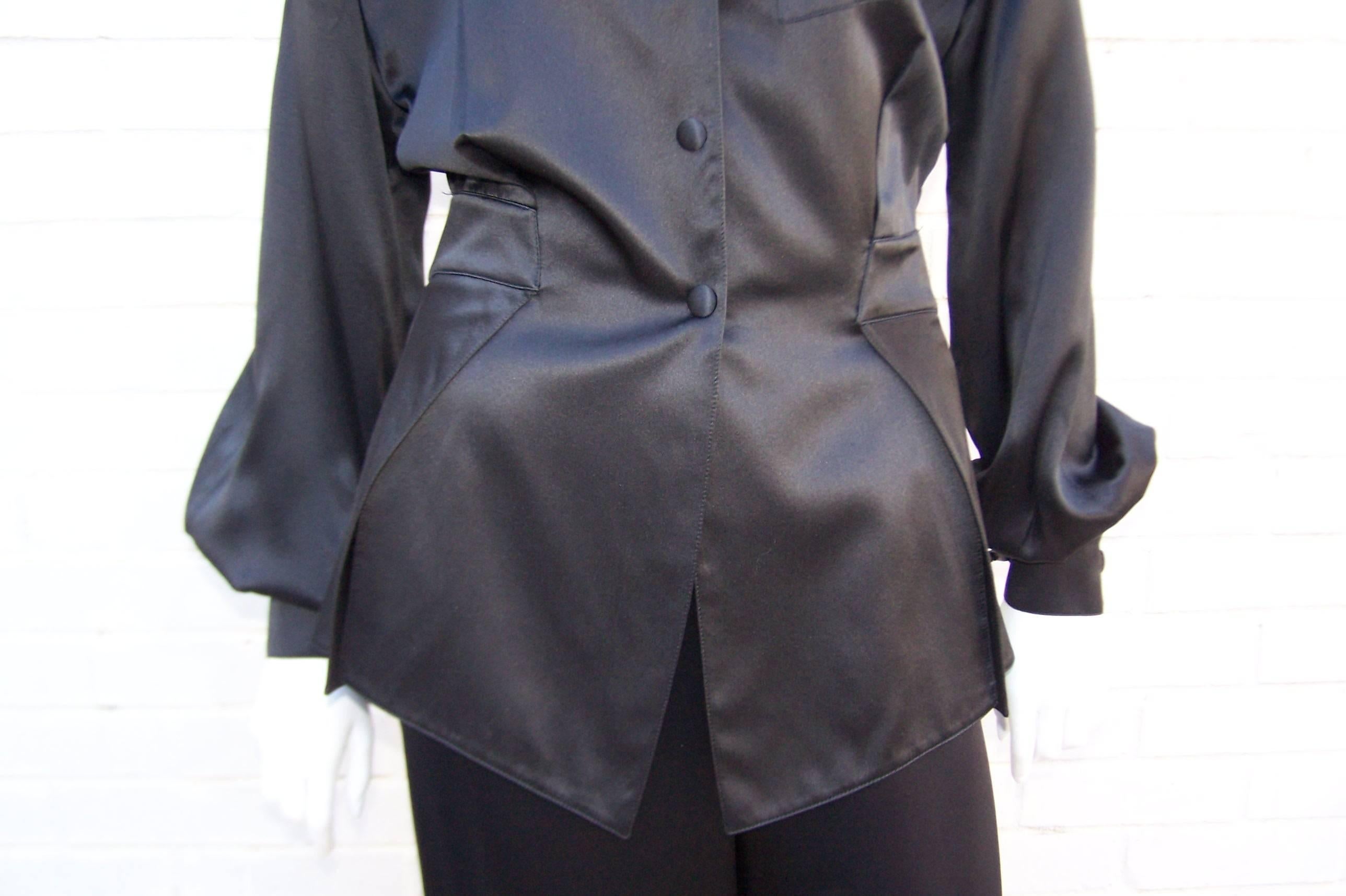 Thierry Mugler Couture Black Silk Charmeuse Evening Pajamas 3