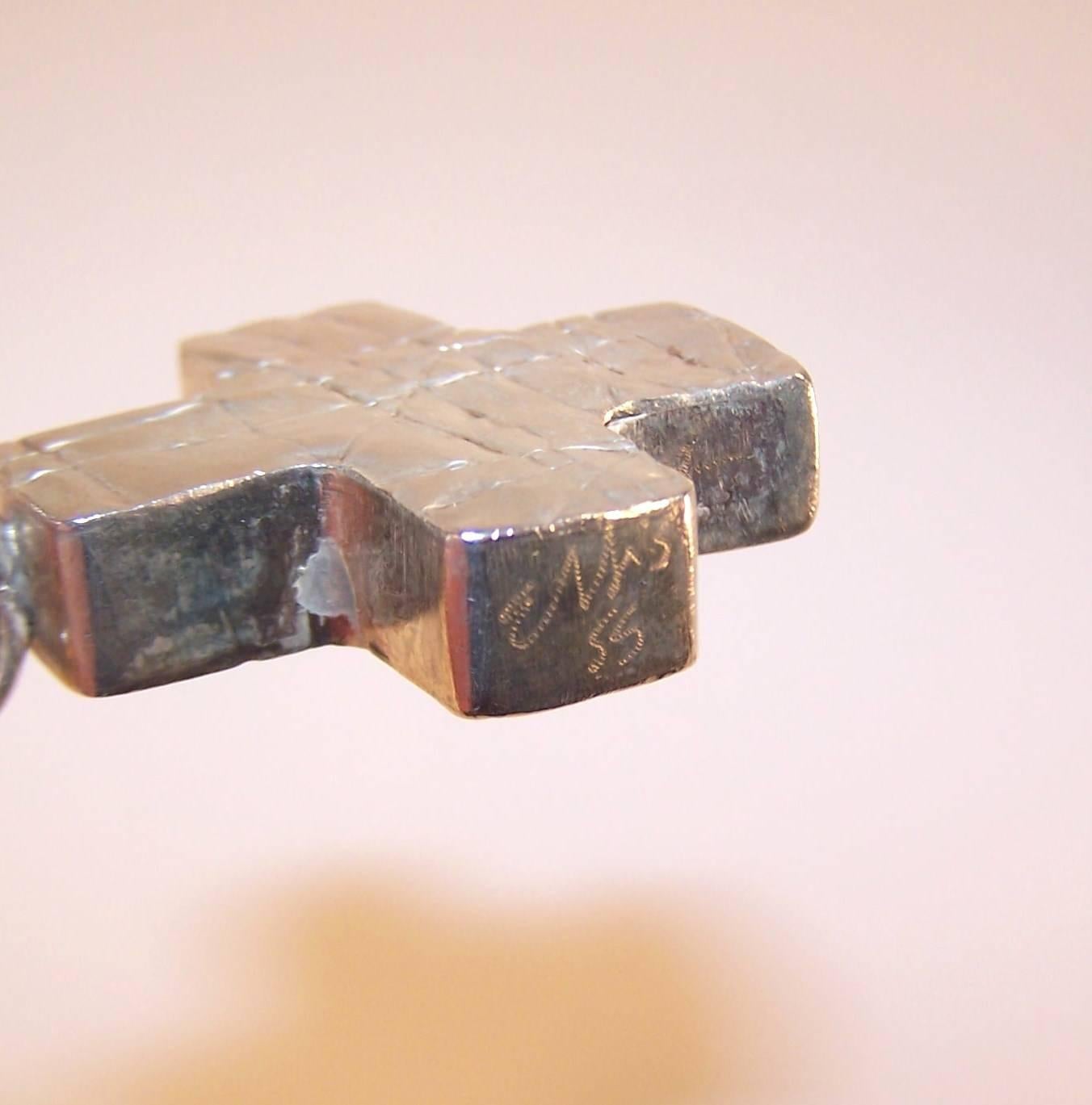 Goth 1980's Modernist Margaret Ellis Sterling Silver Cross Necklace 5