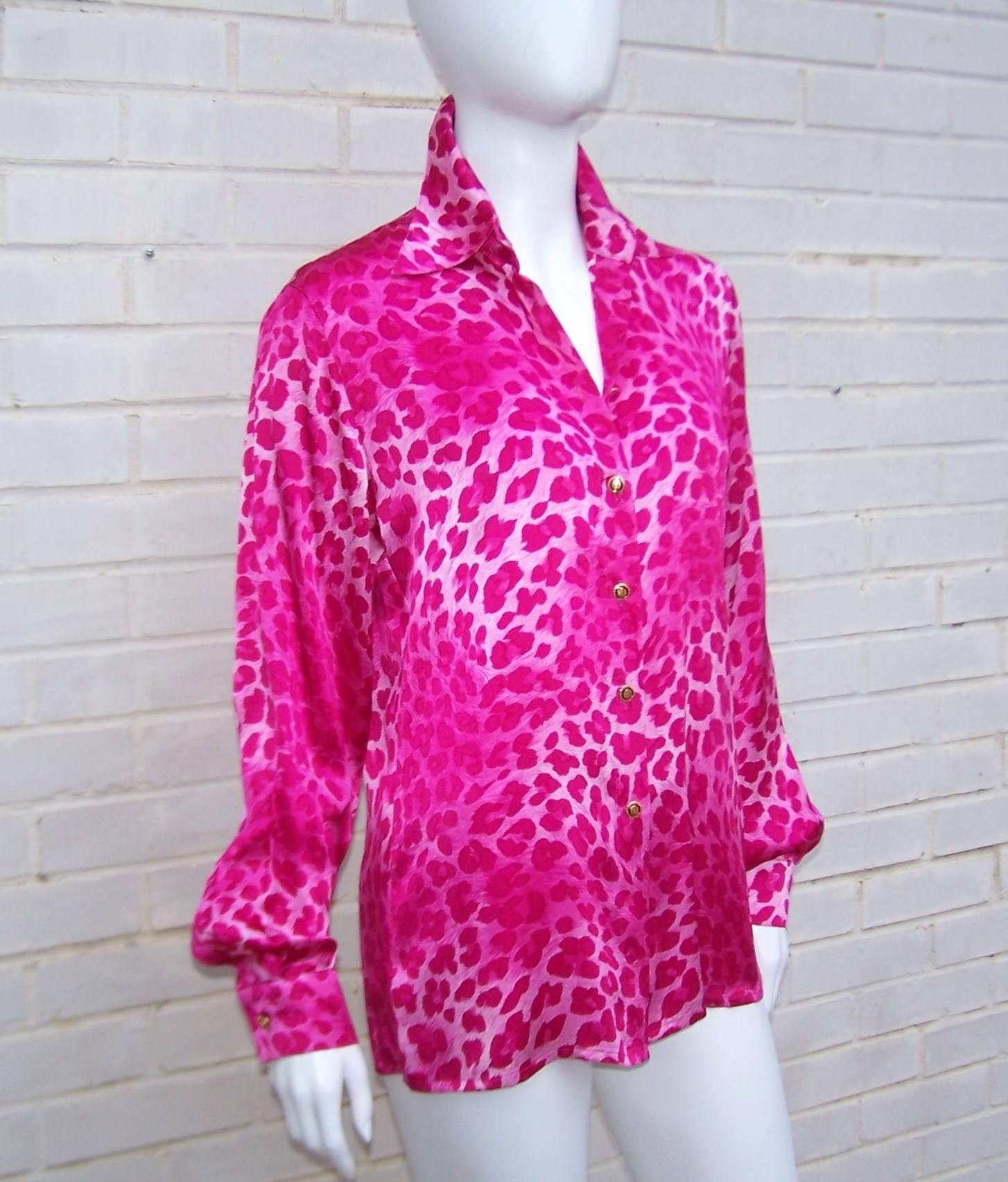 hot pink leopard print blouse