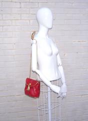 C.1990 Barbara Bolan Lipstick Red Snakeskin Shoulder Strap Handbag