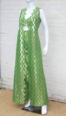 Fabulous C.1970 Gold & Green Lame Palazzo Jumpsuit