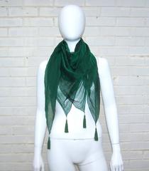 Ethereal C.1990 Sayoko Miyajima Micro Pleated Green Silk Chiffon Scarf