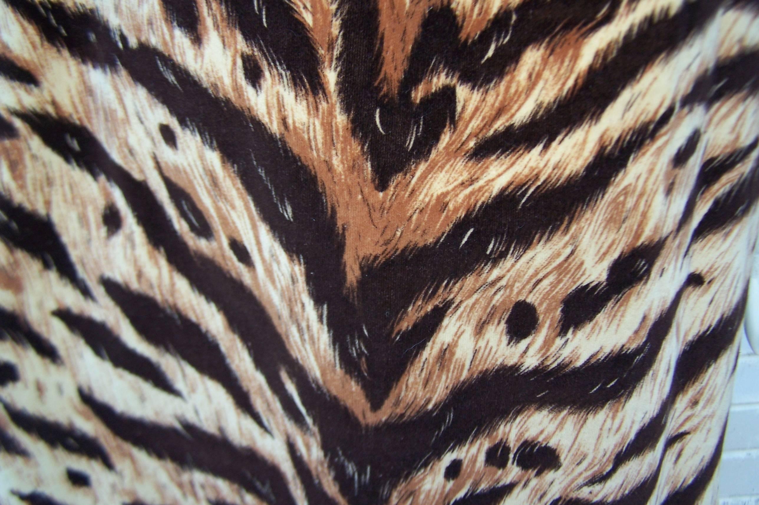 Wild 1970's Count Romi Tiger Print Velveteen Trench Coat 1