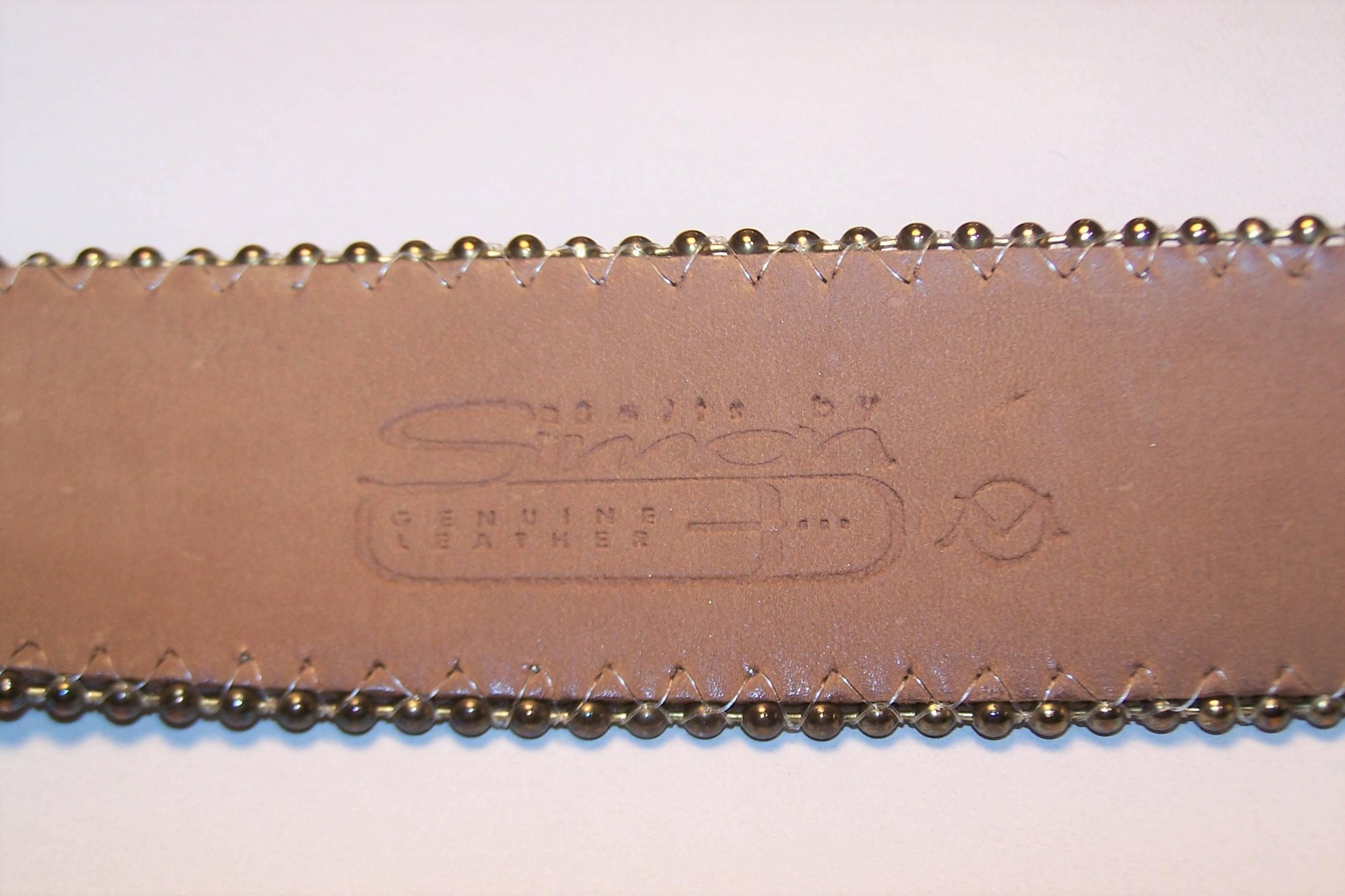 1980's Op Art Textural Gold Leather Belt  5