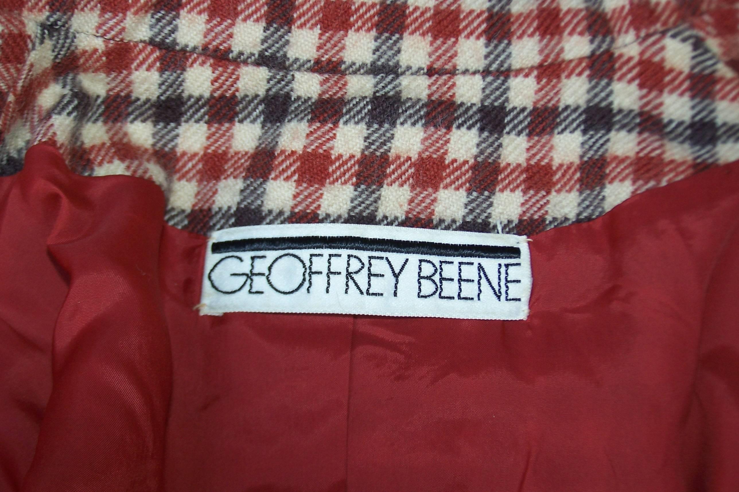 Futuristic 1960's Geoffrey Beene Brown Wool Plaid Coat Dress 5