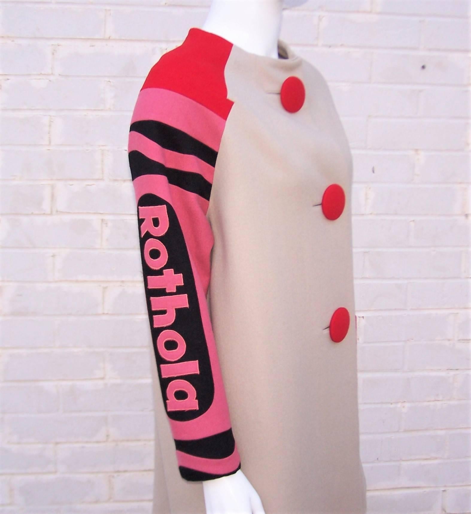 Fun C.1990 Christian Francis Roth Pop Art 'Rothola' Crayon Jacket 2