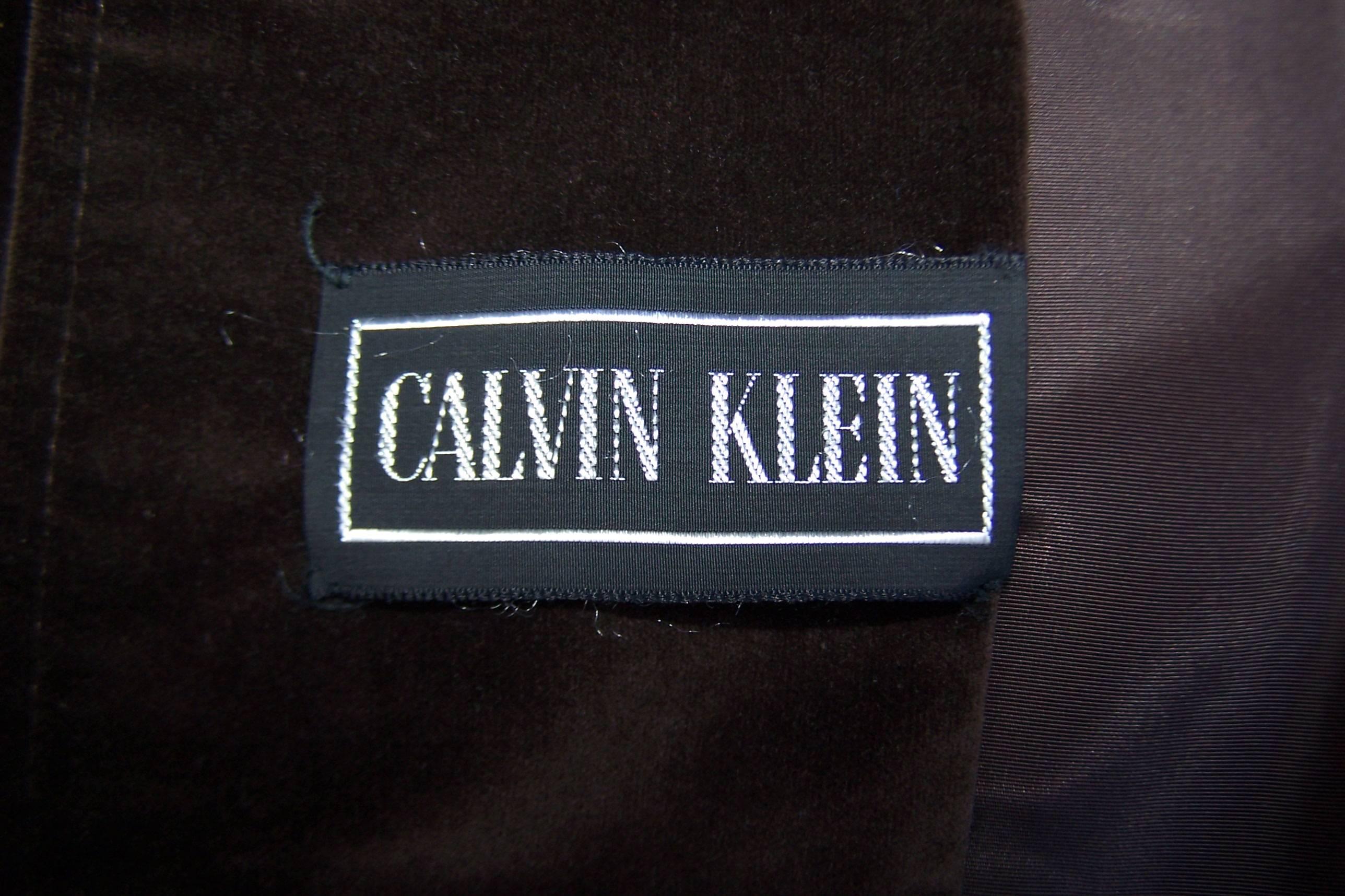 Dramatic 1970's Clavin Klein Brown Velvet Maxi Length Trench Coat 3