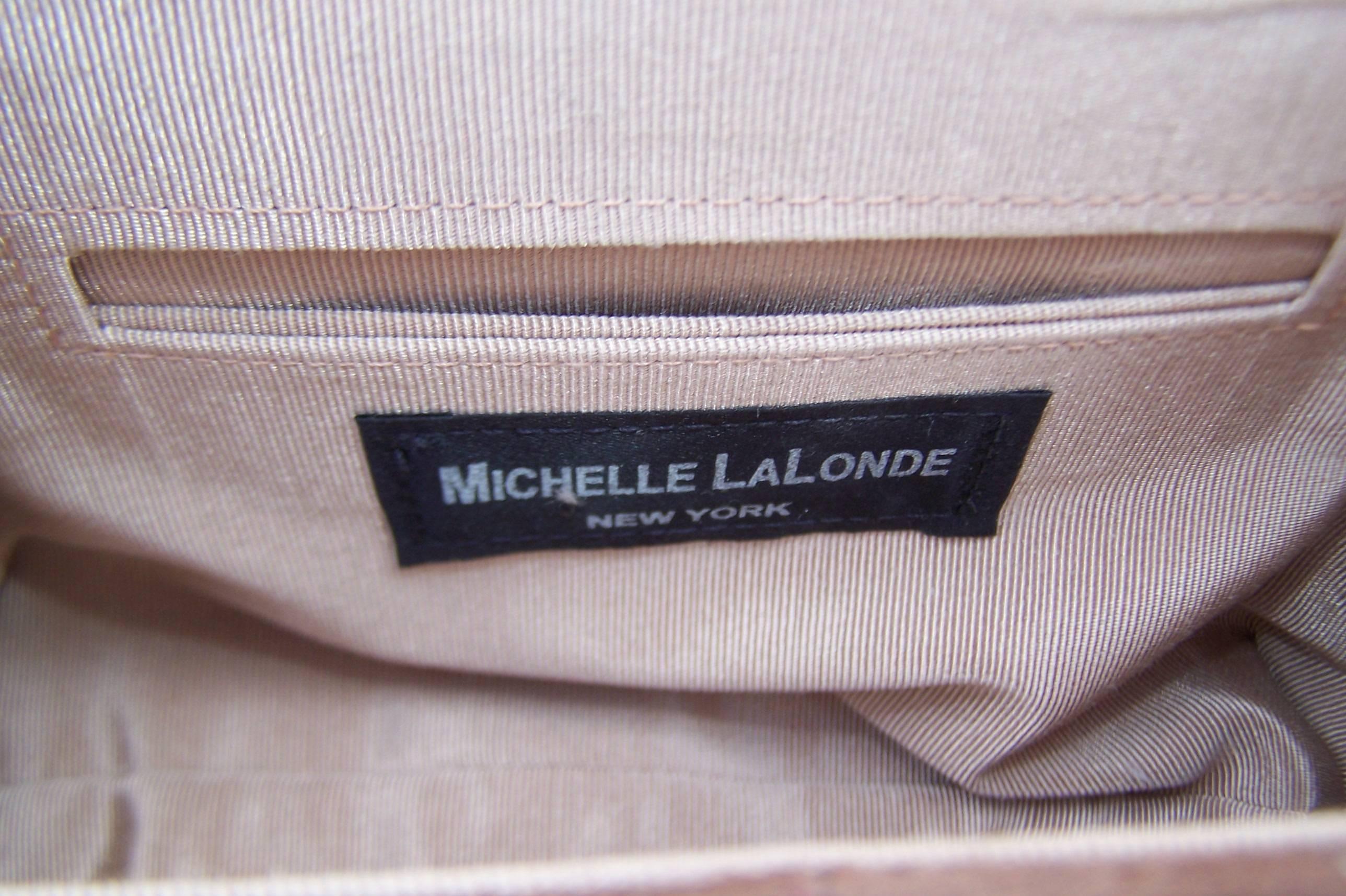 C.1990 Michelle LaLonde Suede Leather Handbag With Tortoise Plastic Handle 4
