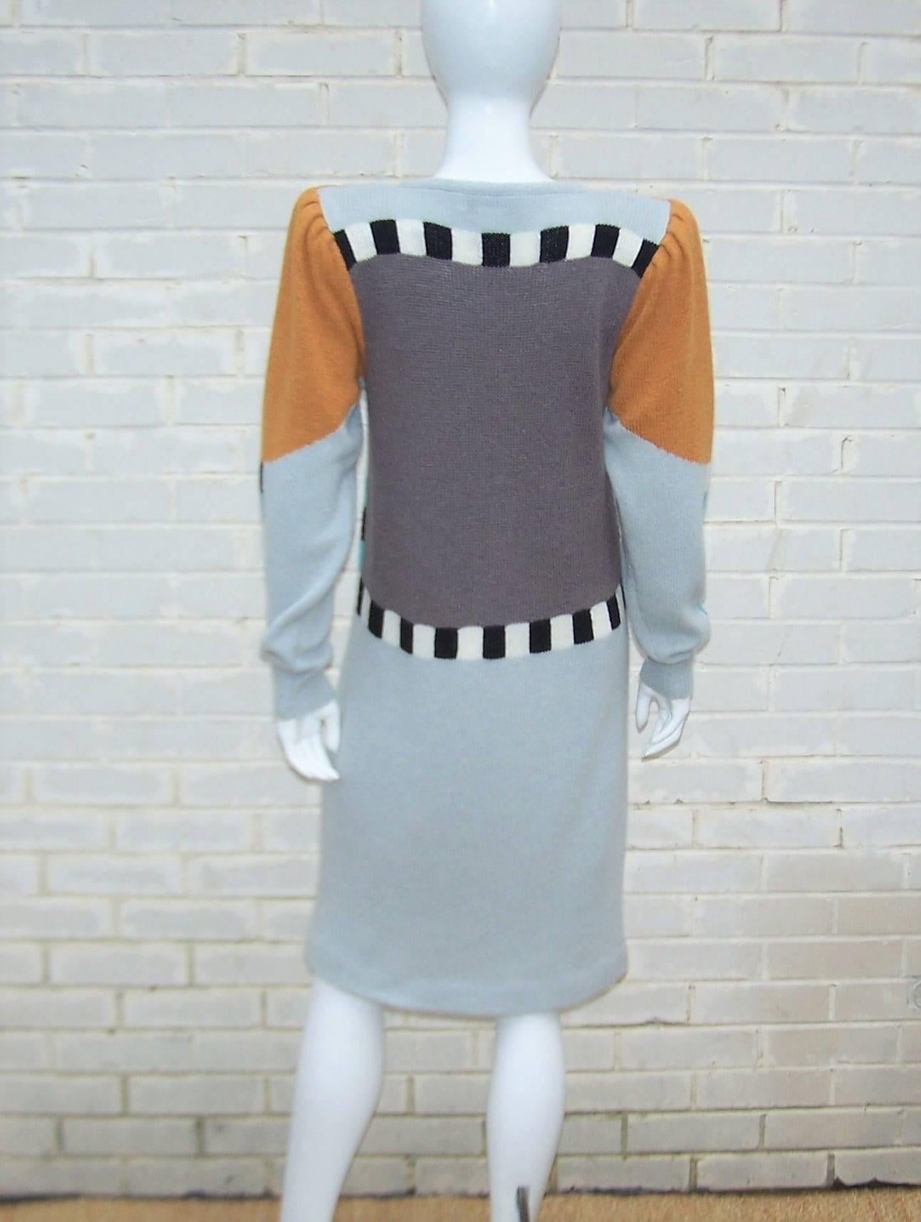 Whimsical 1980's Bob Mackie Pop Art Sweater Dress 4