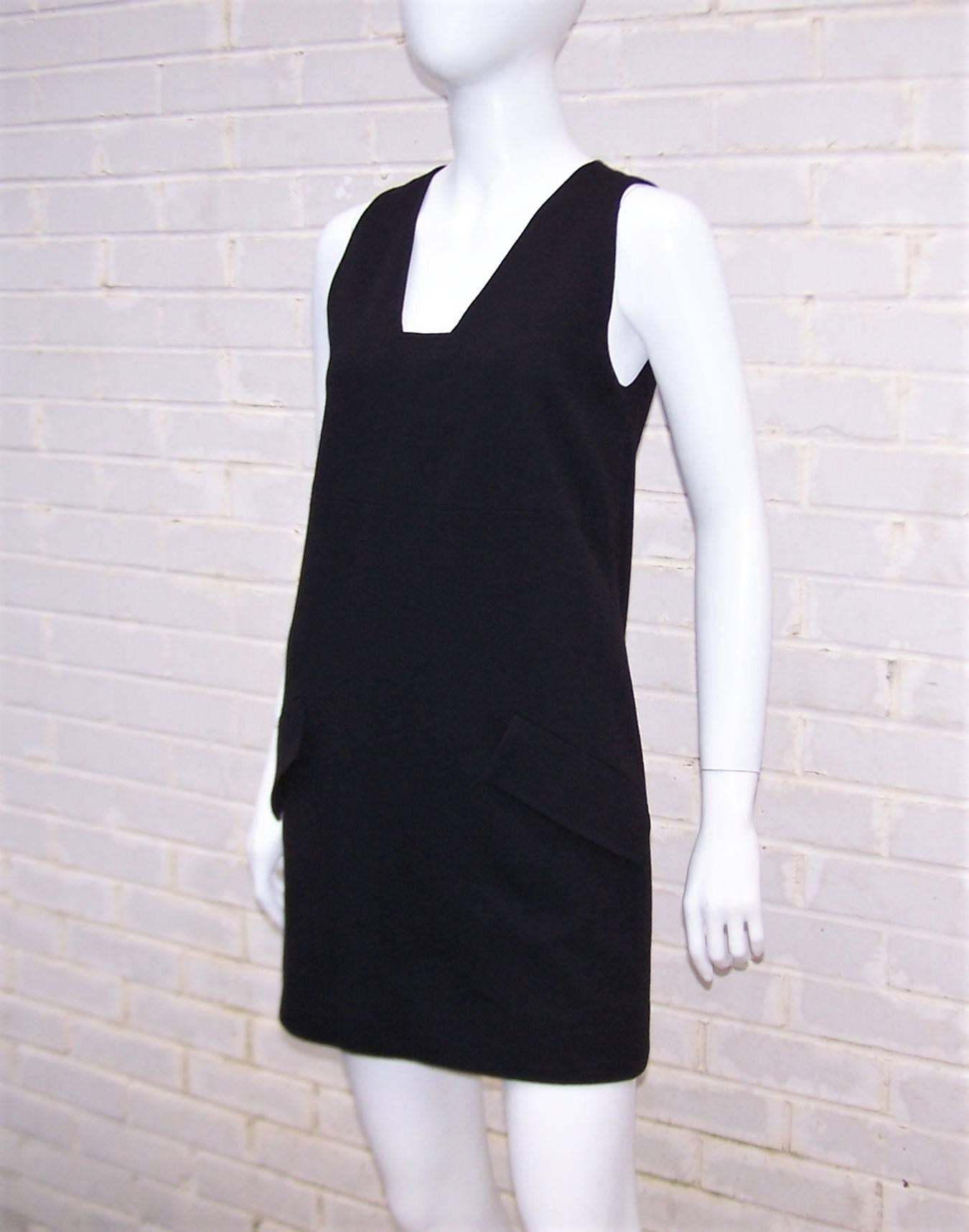 Youthful 1980's Chanel Boutique Black Jumper Dress With Cropped Jacket 4