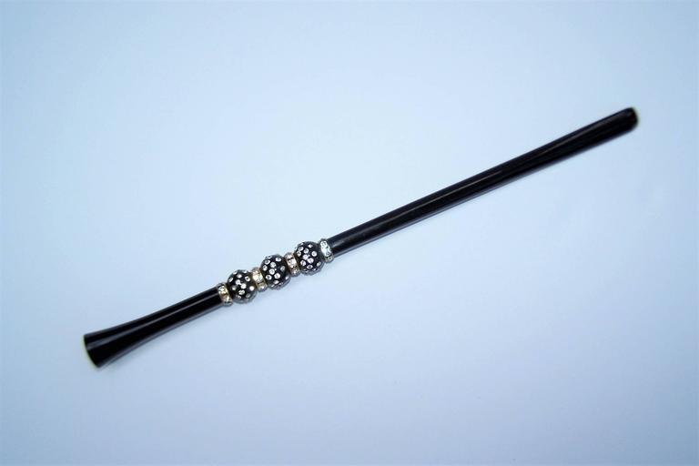 Ultra Glam 1950's Austrian Black Cigarette Holder With Rhinestones