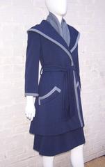 Outstanding 1960's Geoffrey Beene Blue & Gray Dress & Coat Ensemble