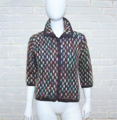 Vibrant 1960's Anna Giovannozzi Multi Color Cardigan Sweater