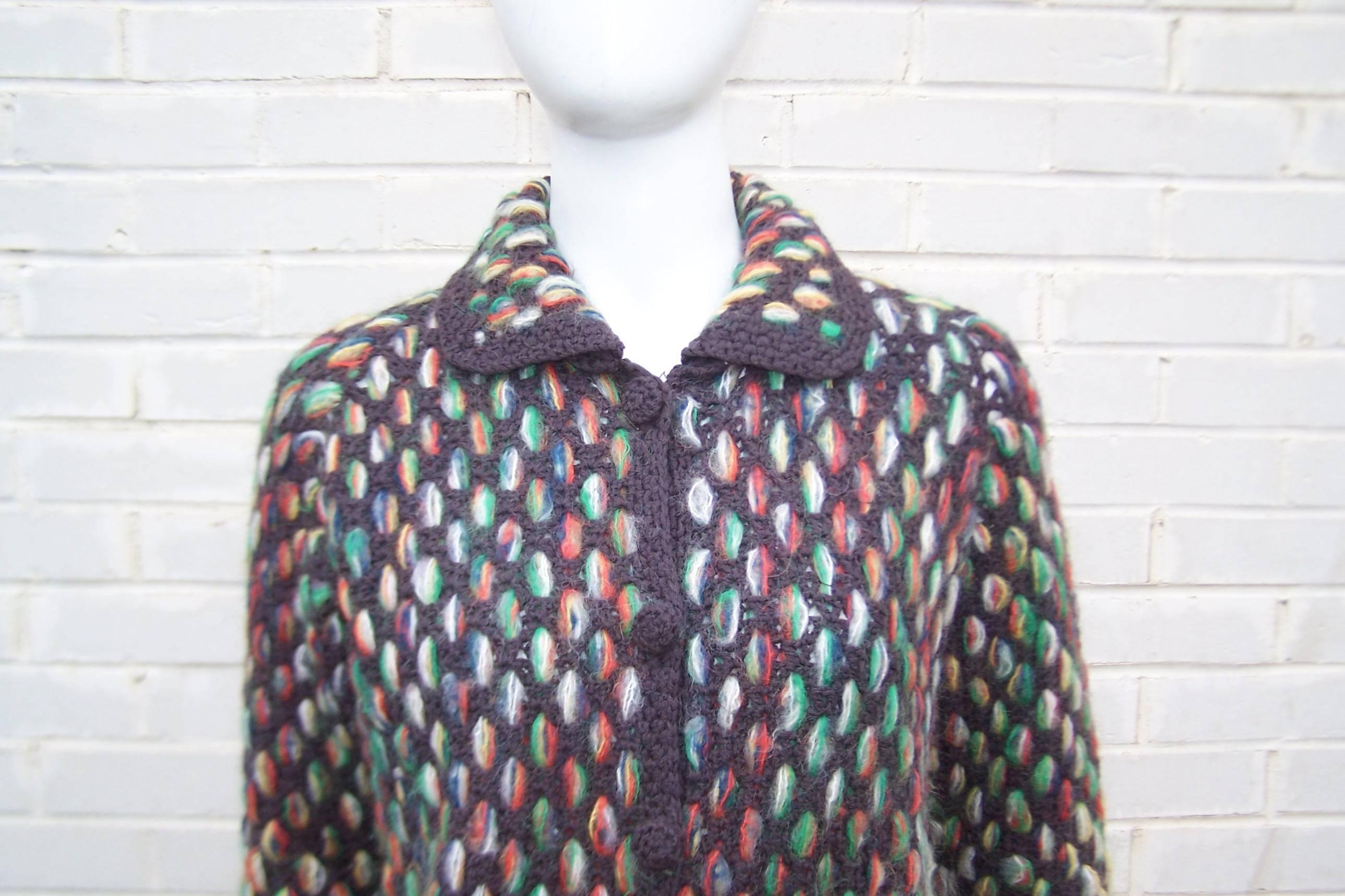 Vibrant 1960's Anna Giovannozzi Multi Color Cardigan Sweater 4