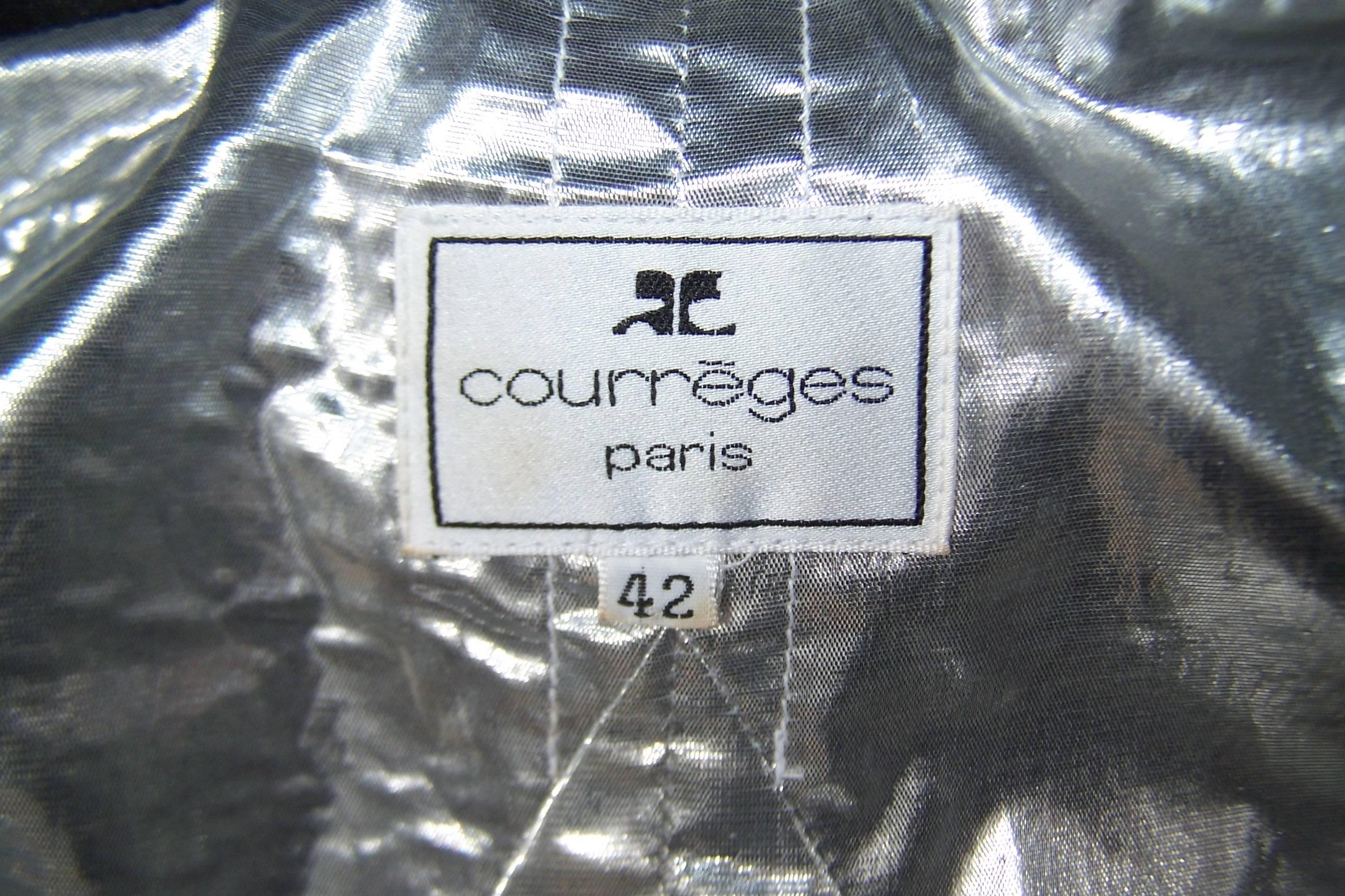 Futuristic C.1990 Courreges Mod Black & Silver Metallic Skirt Suit 6