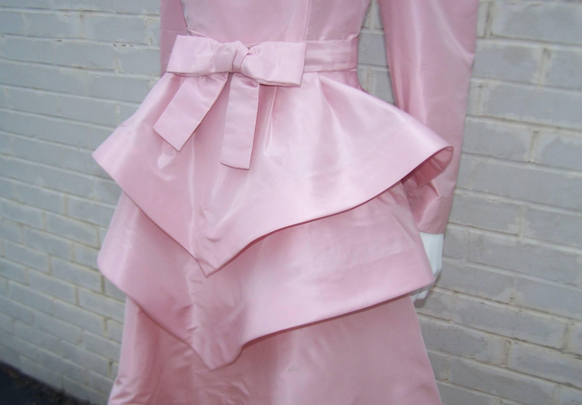 Sweet & Sassy 1980's Arnold Scaasi Pink Taffeta Party Dress 3