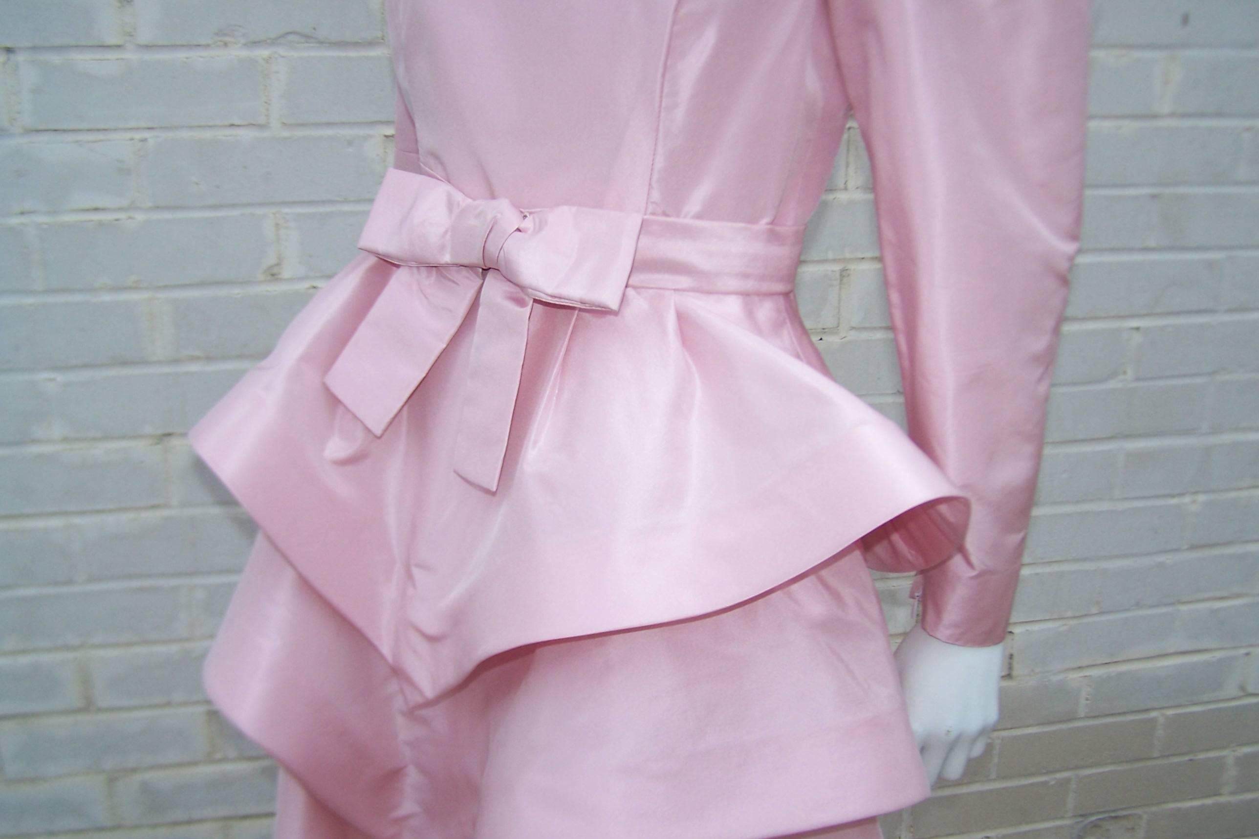 Sweet & Sassy 1980's Arnold Scaasi Pink Taffeta Party Dress 4
