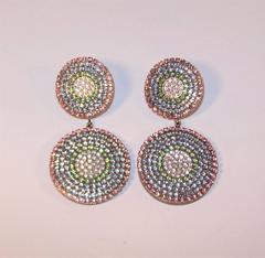 Vintage Mod Pastel Rhinestone Dangle Earrings