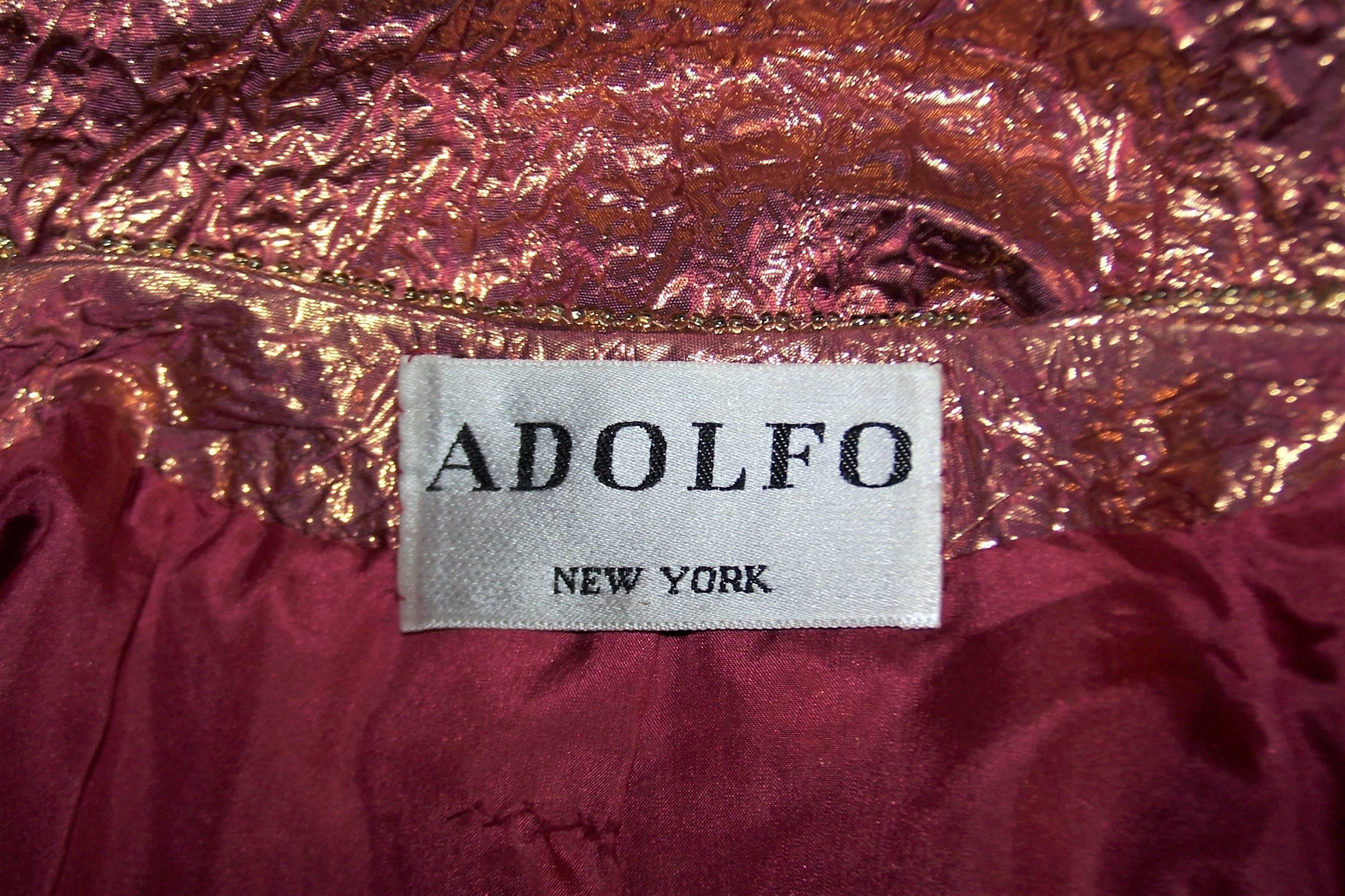 Futuristic Glam 1970's Adolfo Pink & Gold Cocktail Suit 6