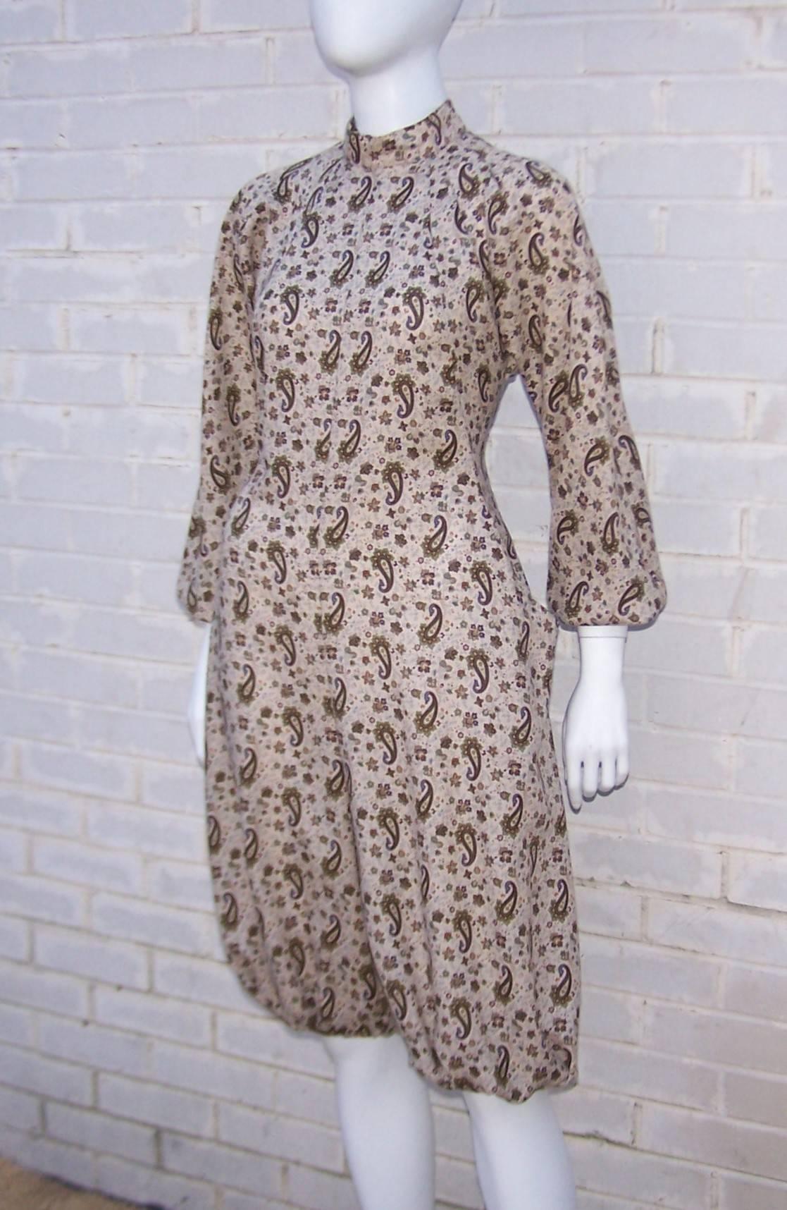 Gray Fun 1970's Laura Biagiotti Romper Jumpsuit With Paisley Print