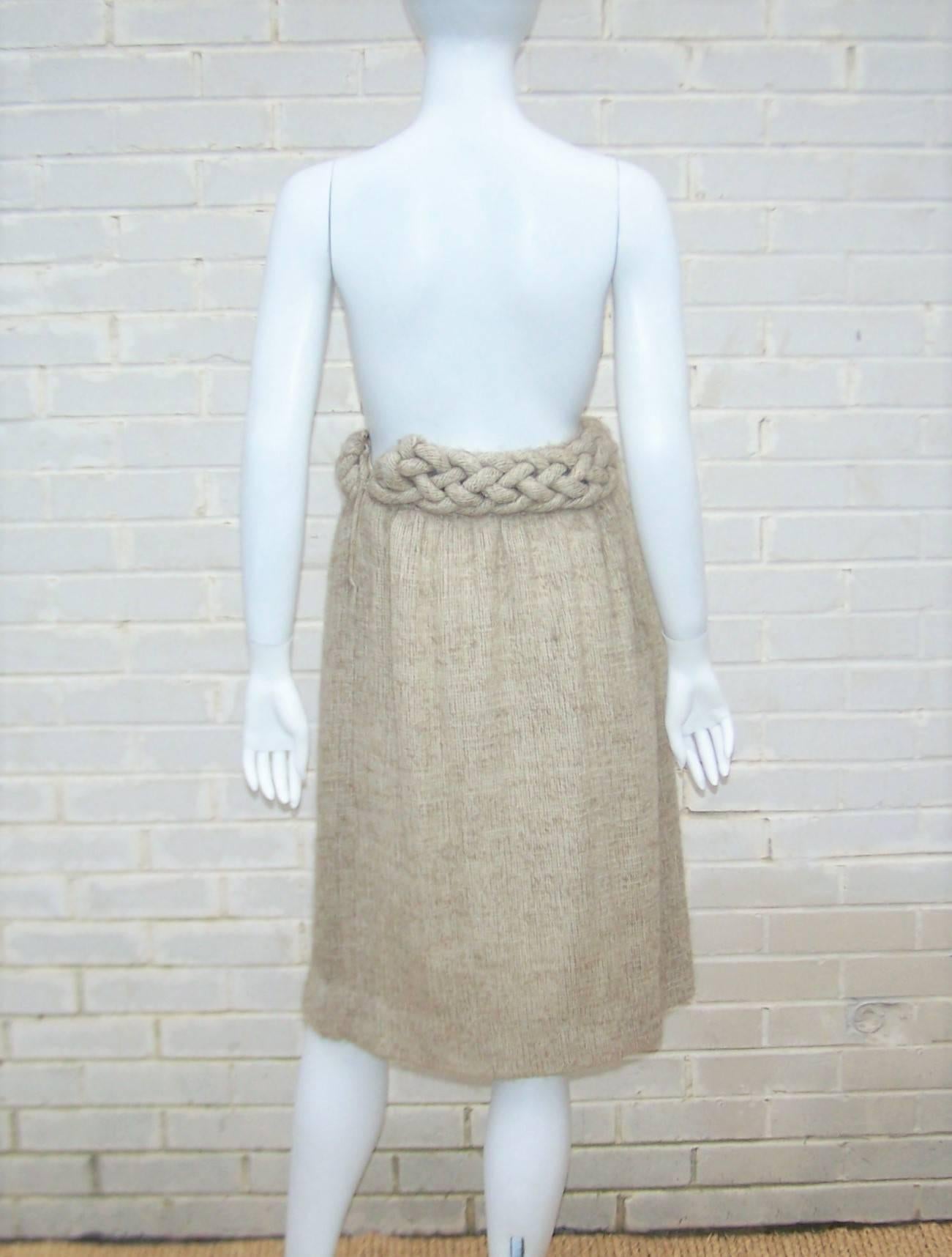 Women's Mary McFadden Mohair Skirt With Braid Waistband, 1970's