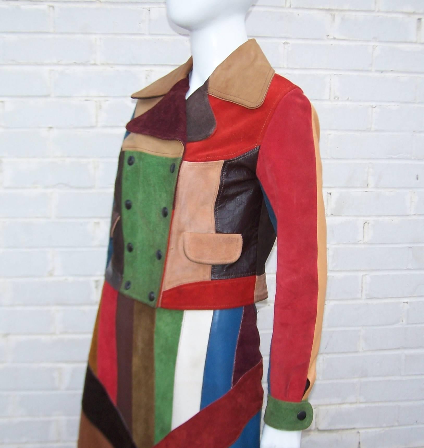 Bohemian C.1970 Patchwork Leather Motorcycle Jacket & Maxi Skirt 1