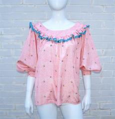 Sweet 1980's Oscar de la Renta Peasant Bouse