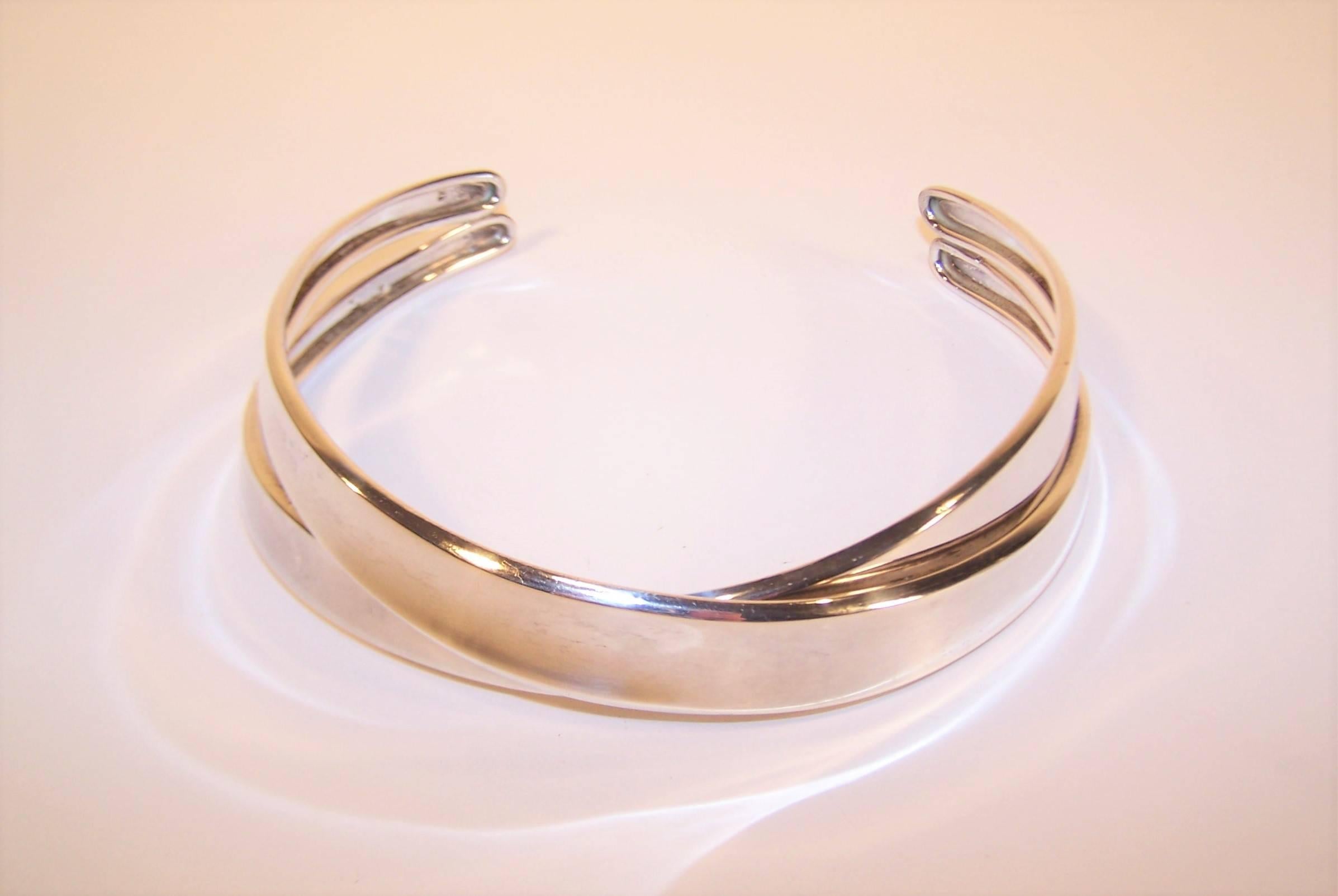 Women's Modernist C.1990 Robert Lee Morris Sterling Silver Twisted Collar Necklace